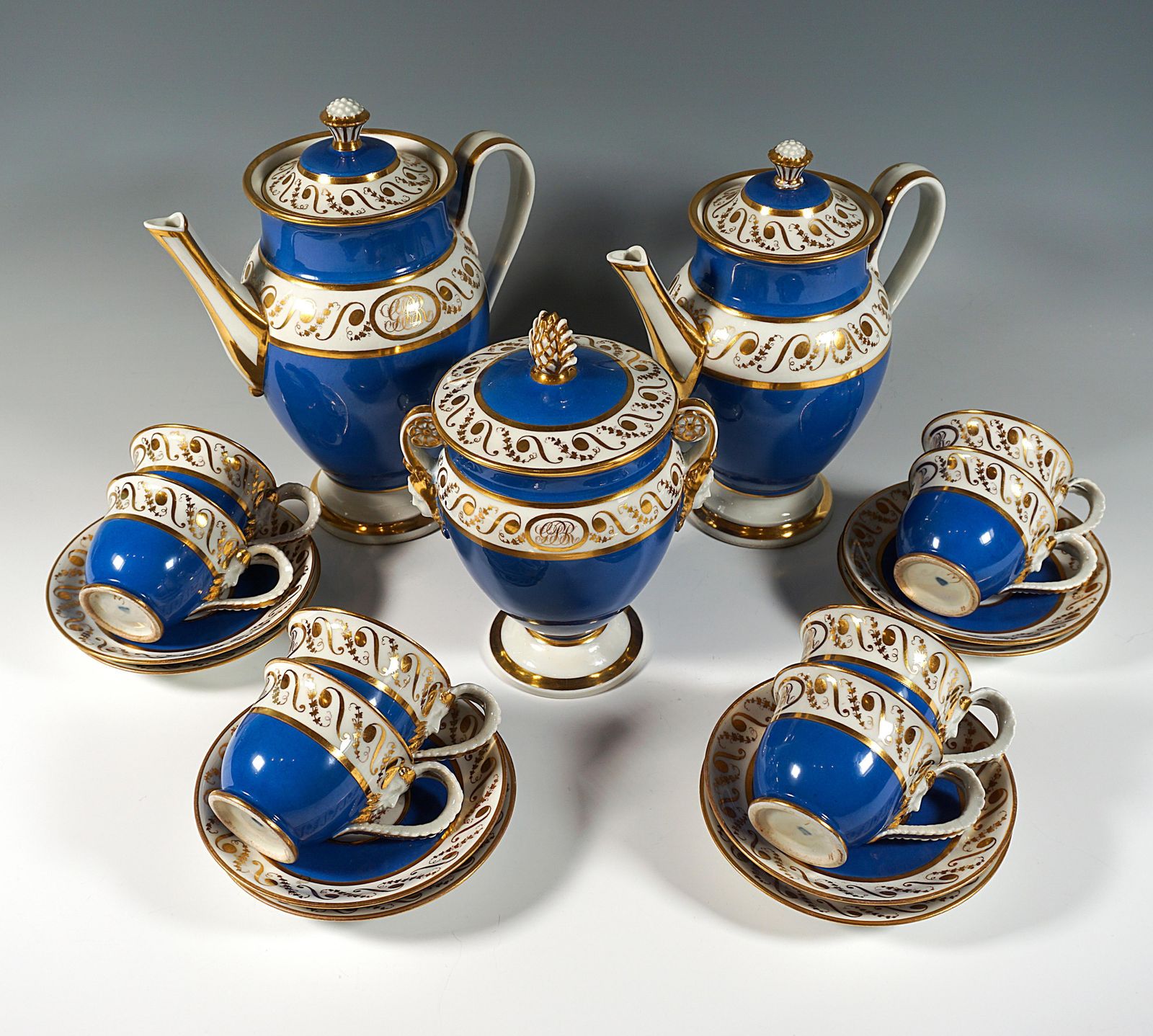 Vienna Imperial Porcelain Coffee Service, 8 People, Prussian Blue & Gold, 1825 photo furniture