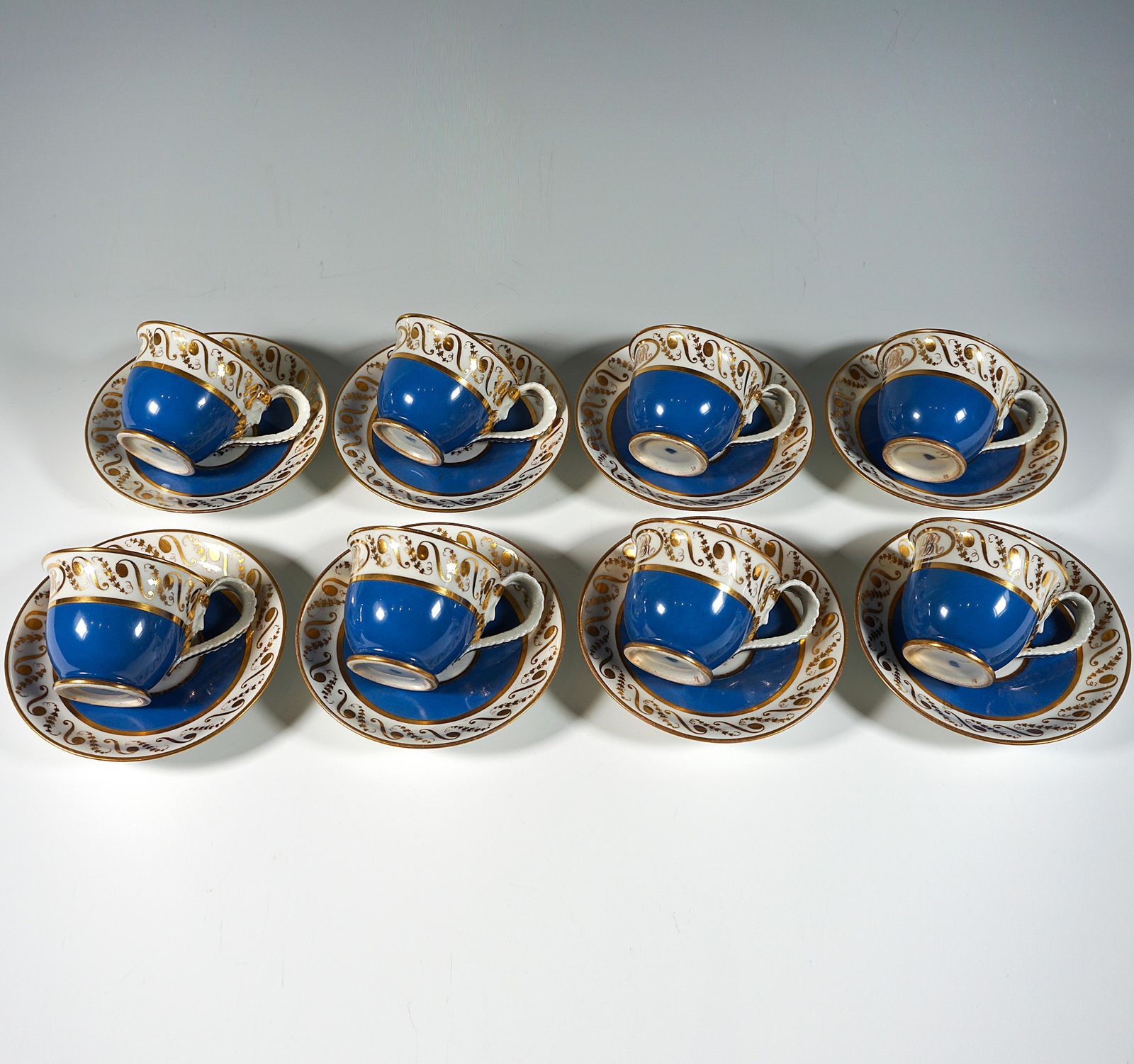 Vienna Imperial Porcelain Coffee Service, 8 People, Prussian Blue & Gold, 1825 photo vinterior