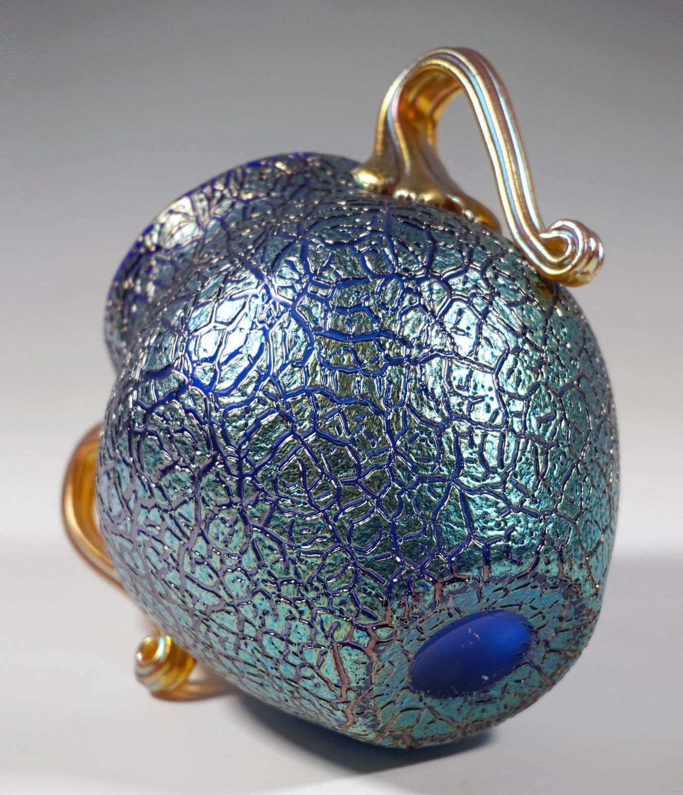 Loetz Art Nouveau Vase Cobalt Mimosa With 2 Handles, Austria Hungary, Circa 1909 photo buy