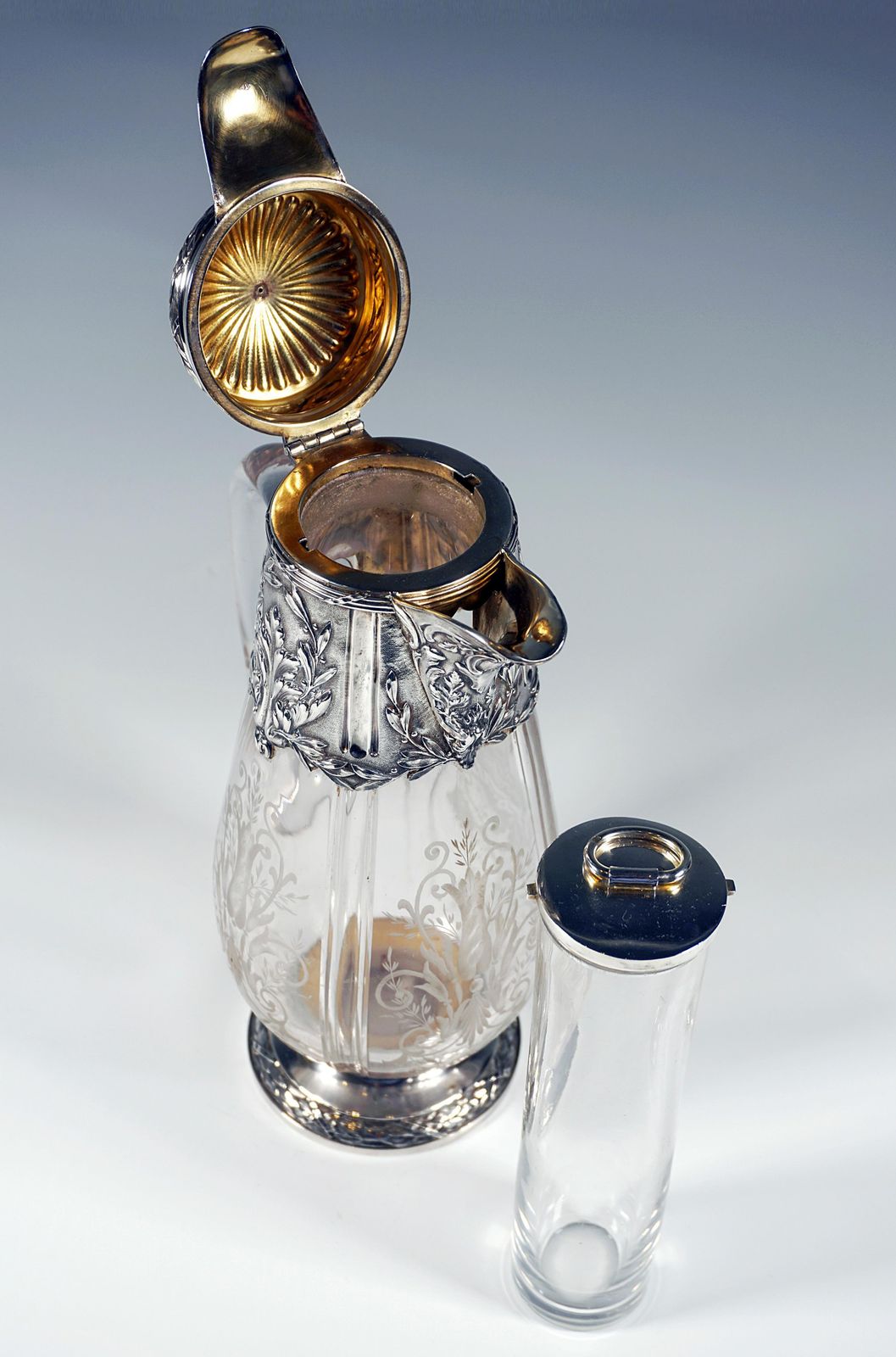 Art Nouveau Glass Carafe Silver Fittings Cold Duck Maillard Frères & Vazou Paris photo vinterior