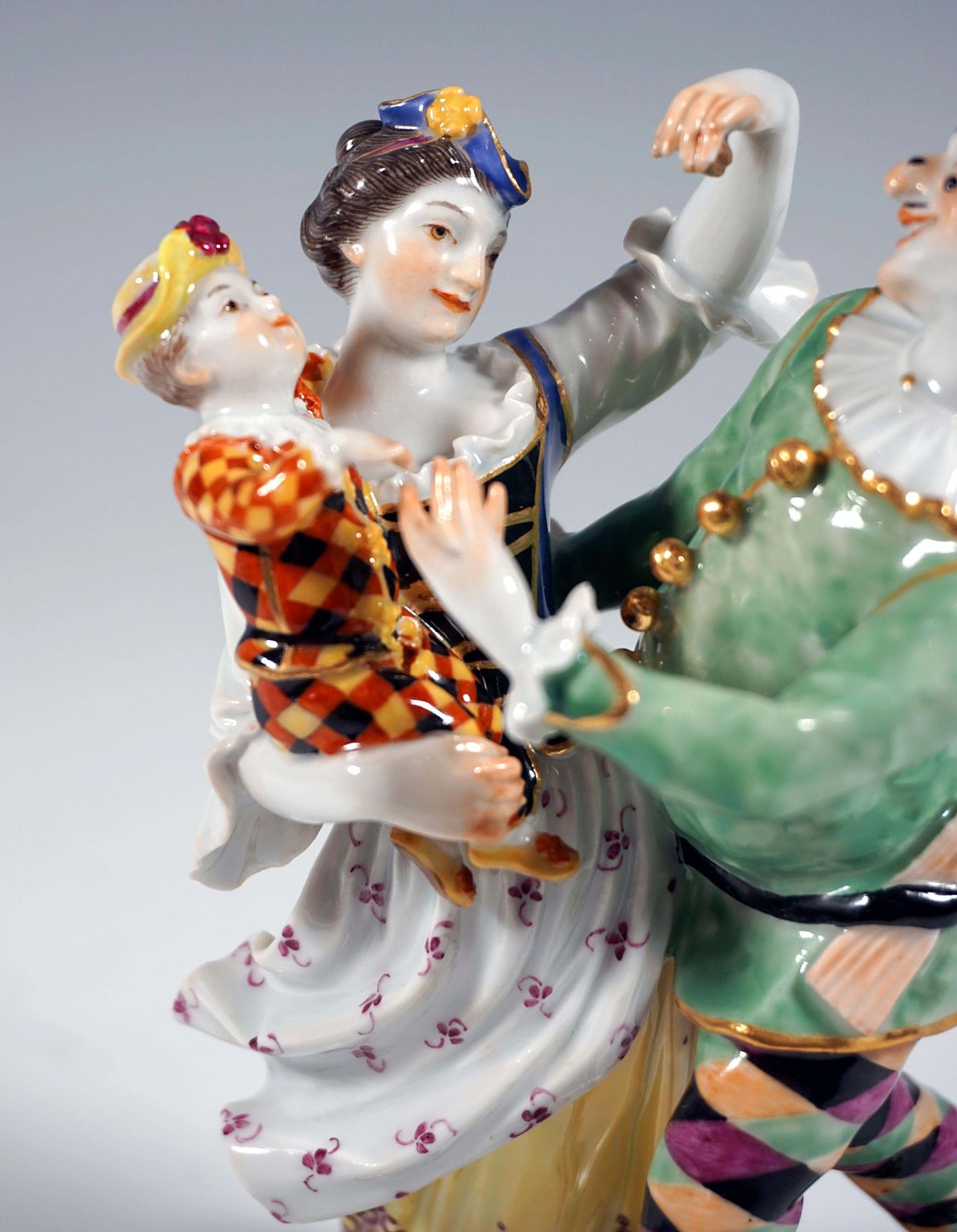 Meissen Commedia Dell'arte Group Harlequin Family By J.J. Kaendler Germany C1870 photo vinterior