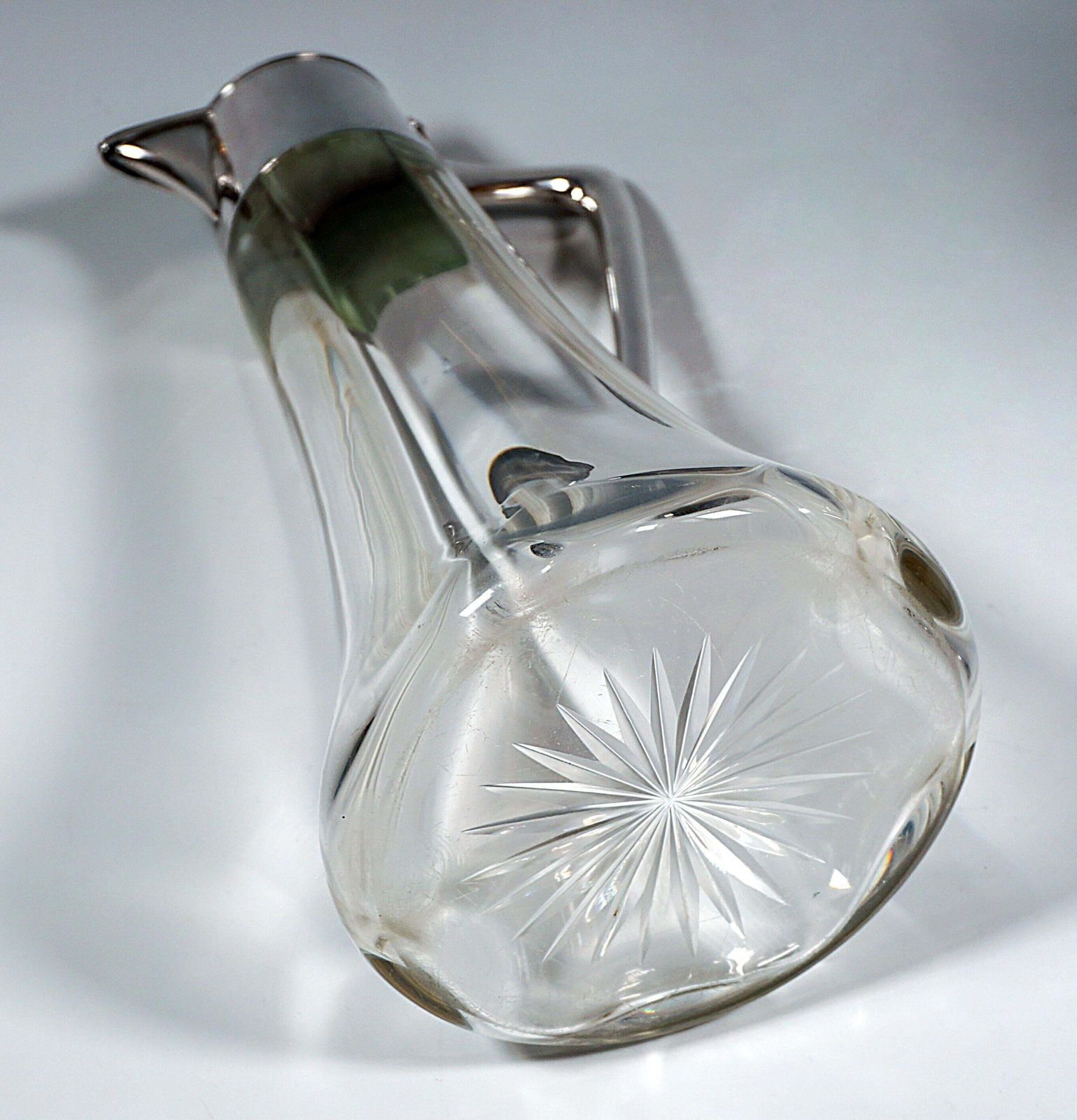 Pair Of Art Nouveau Glass Decanter With Silver Fittings, Wilhelm Binder, Germany photo vinterior