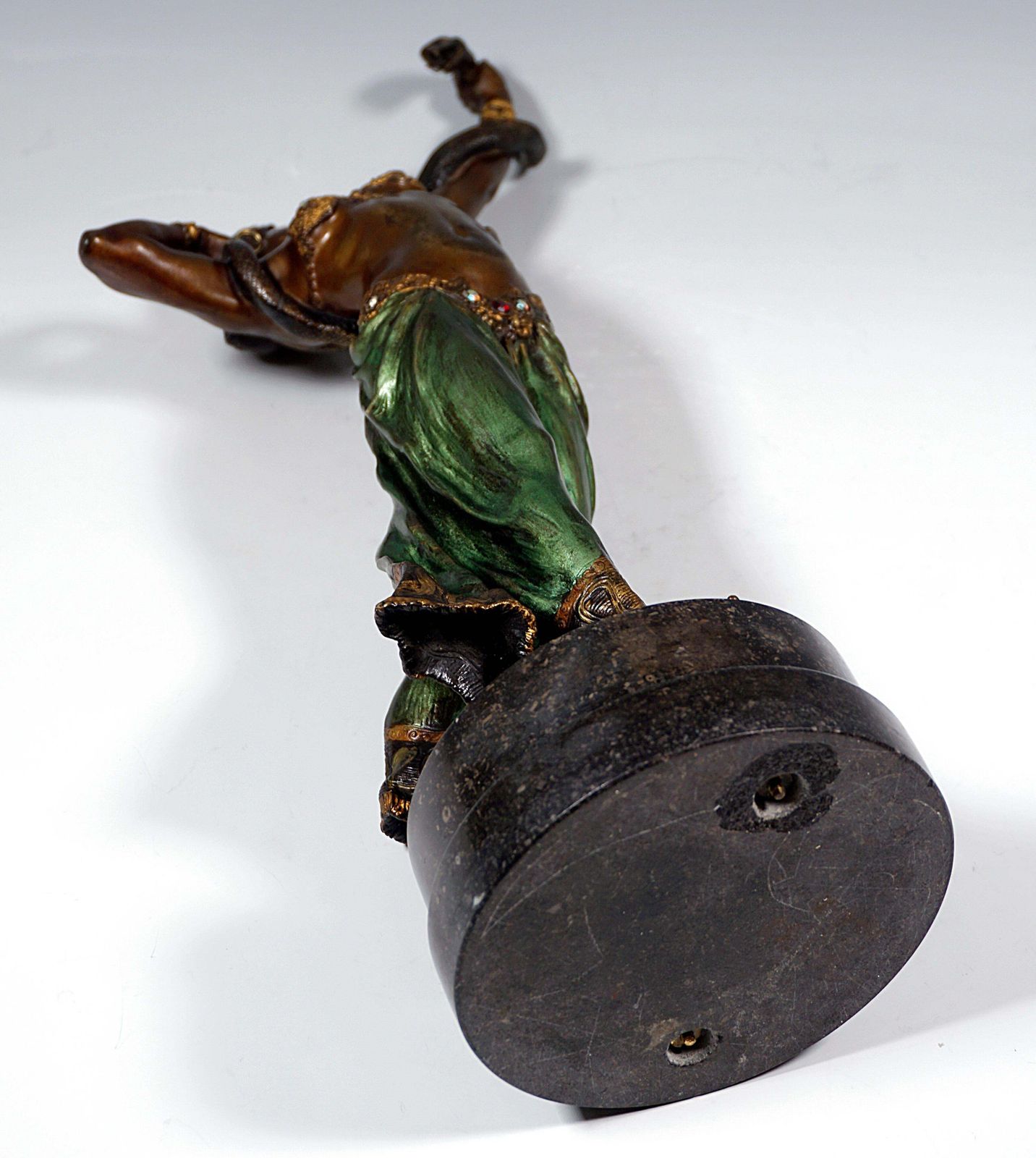Art Viennese Bronze, Snake Dancer On Marble Base, By Franz Bergmann, Around 1910 photo