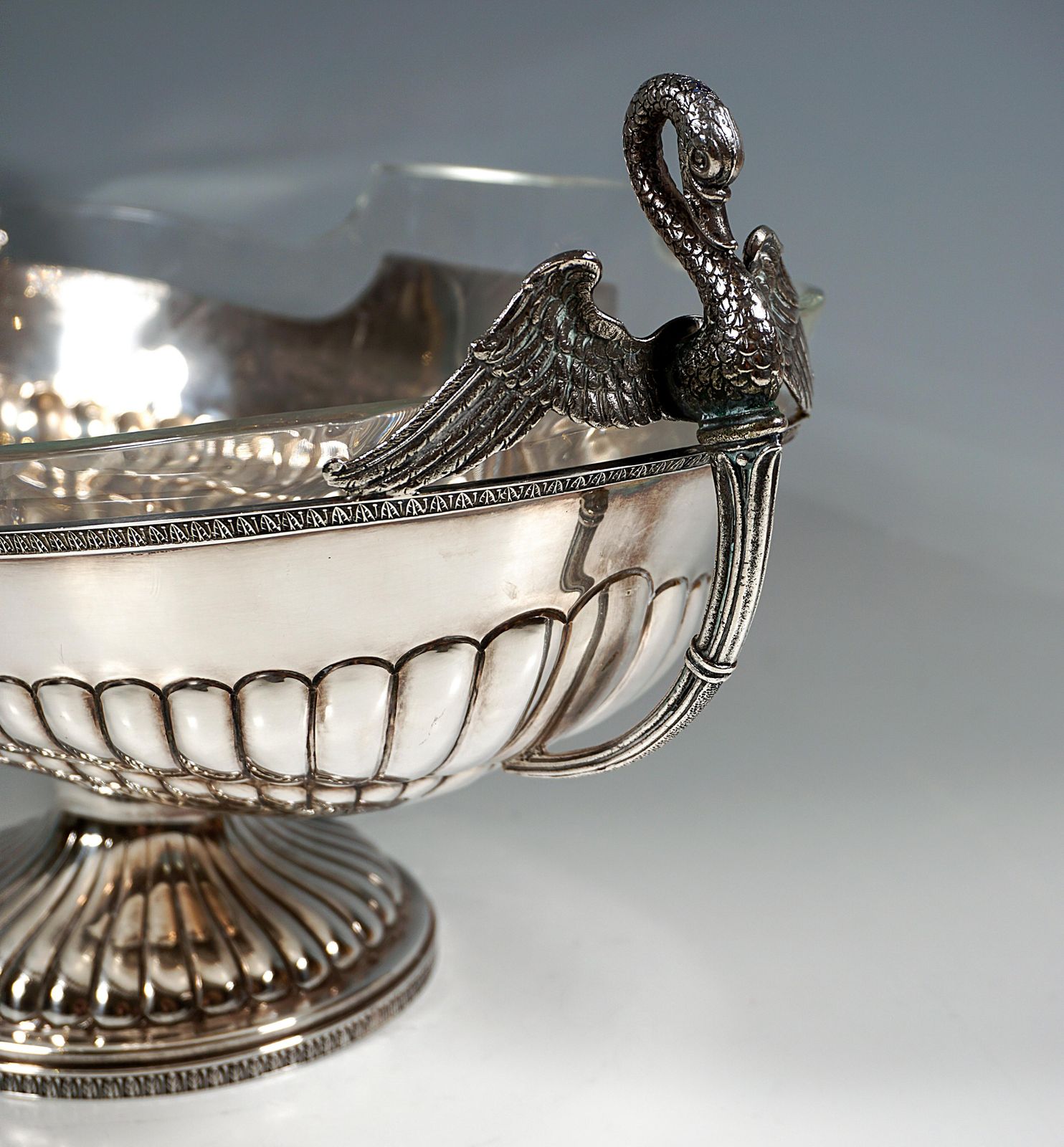 Silver Jardiniere With Swan Busts And Glass Liner, Pietrasanta & C., Italy, 1950 photo 3108.0