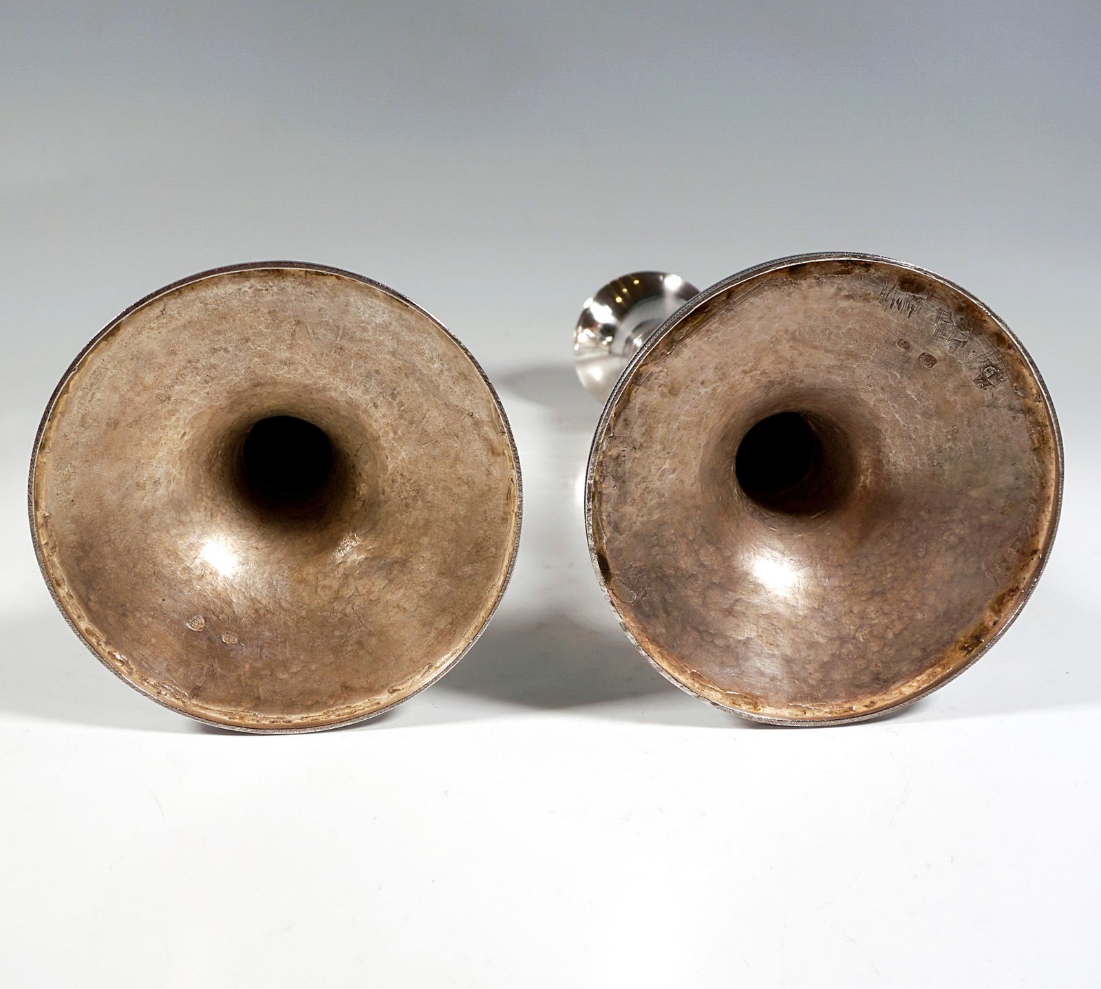 Pair Of Antique Wien Vienna Silver Candle Holders, By Leopold Kuhn, Dated 1827 photo 2575.0