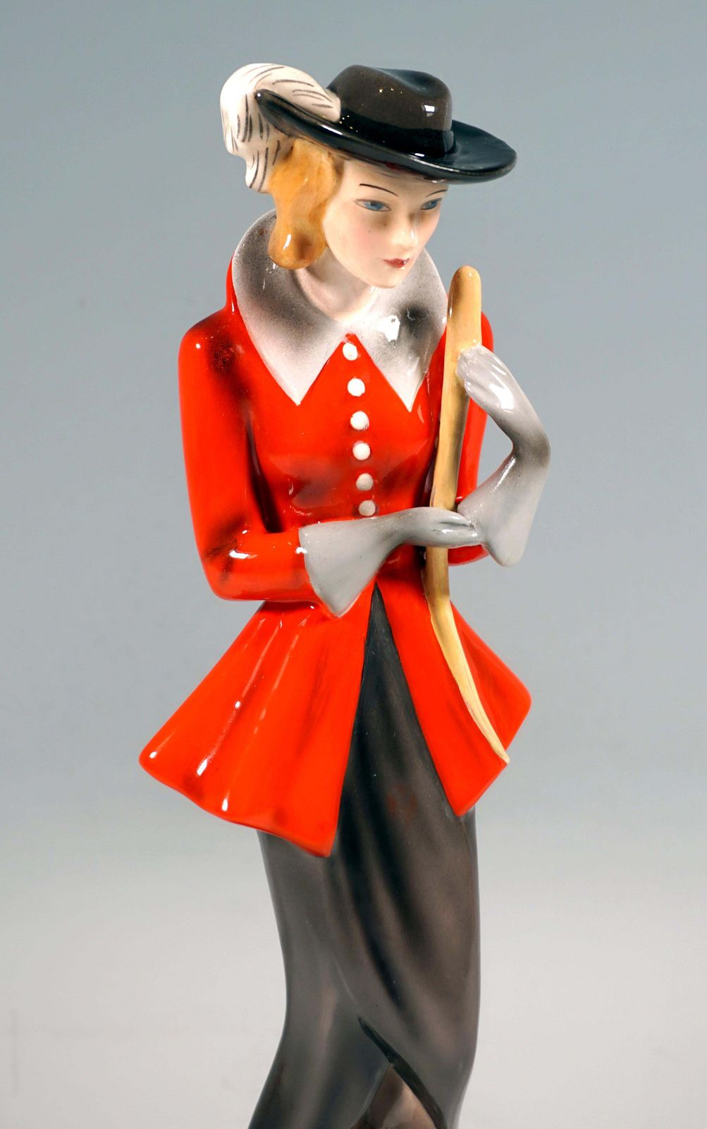 Goldscheider Art Deco Figurine, Lady In Riding Costume, By Claire Weiss, Ca 1937 photo 2291.0