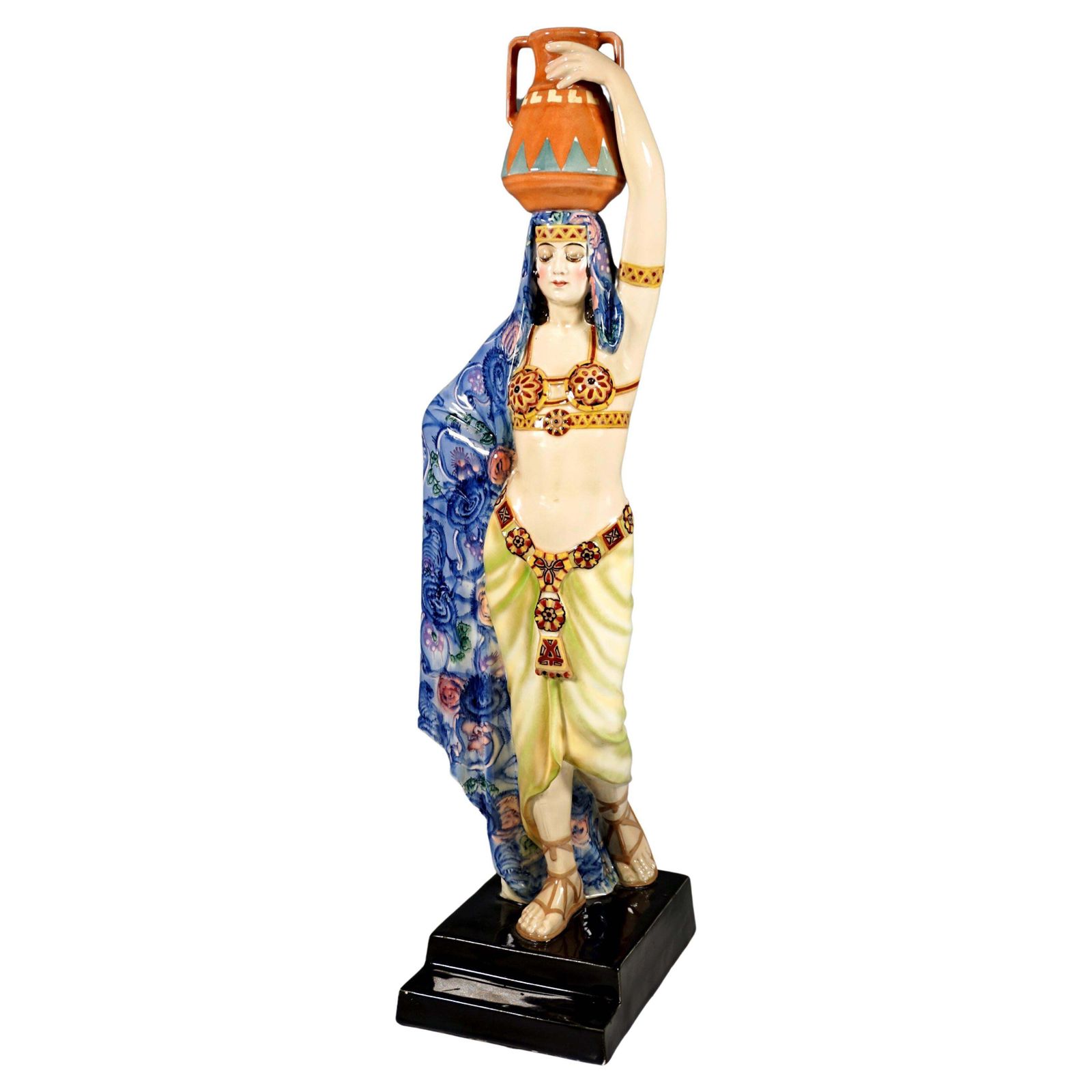 Large Goldscheider Vienna Art Déco Figurine, Water Carrier, Lorenzl, Ca. 1925