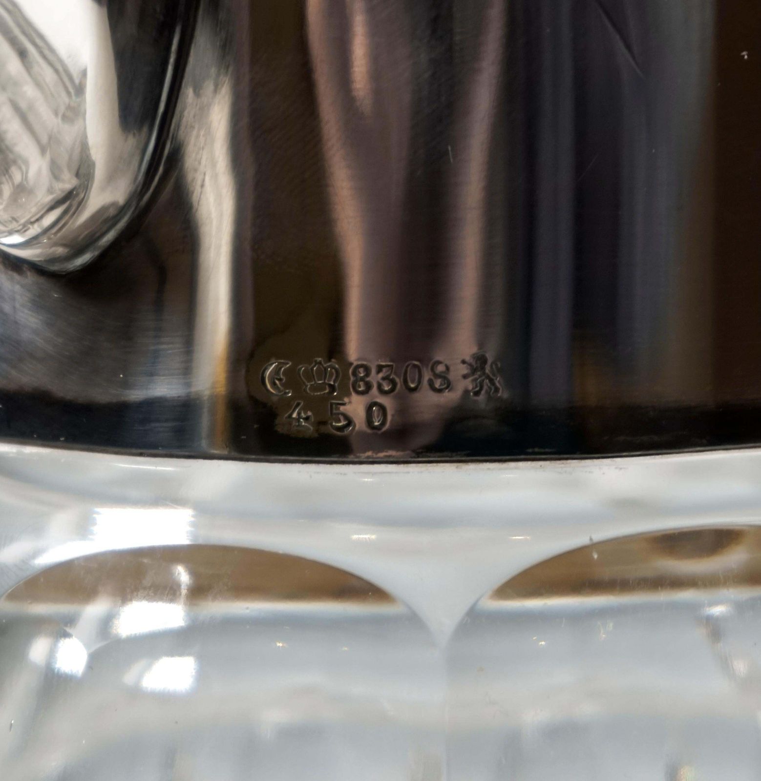Pair Of Large Glass Carafes With Silver Mounts, Gebrüder Deyhle, Germany C. 1910 photo vintage