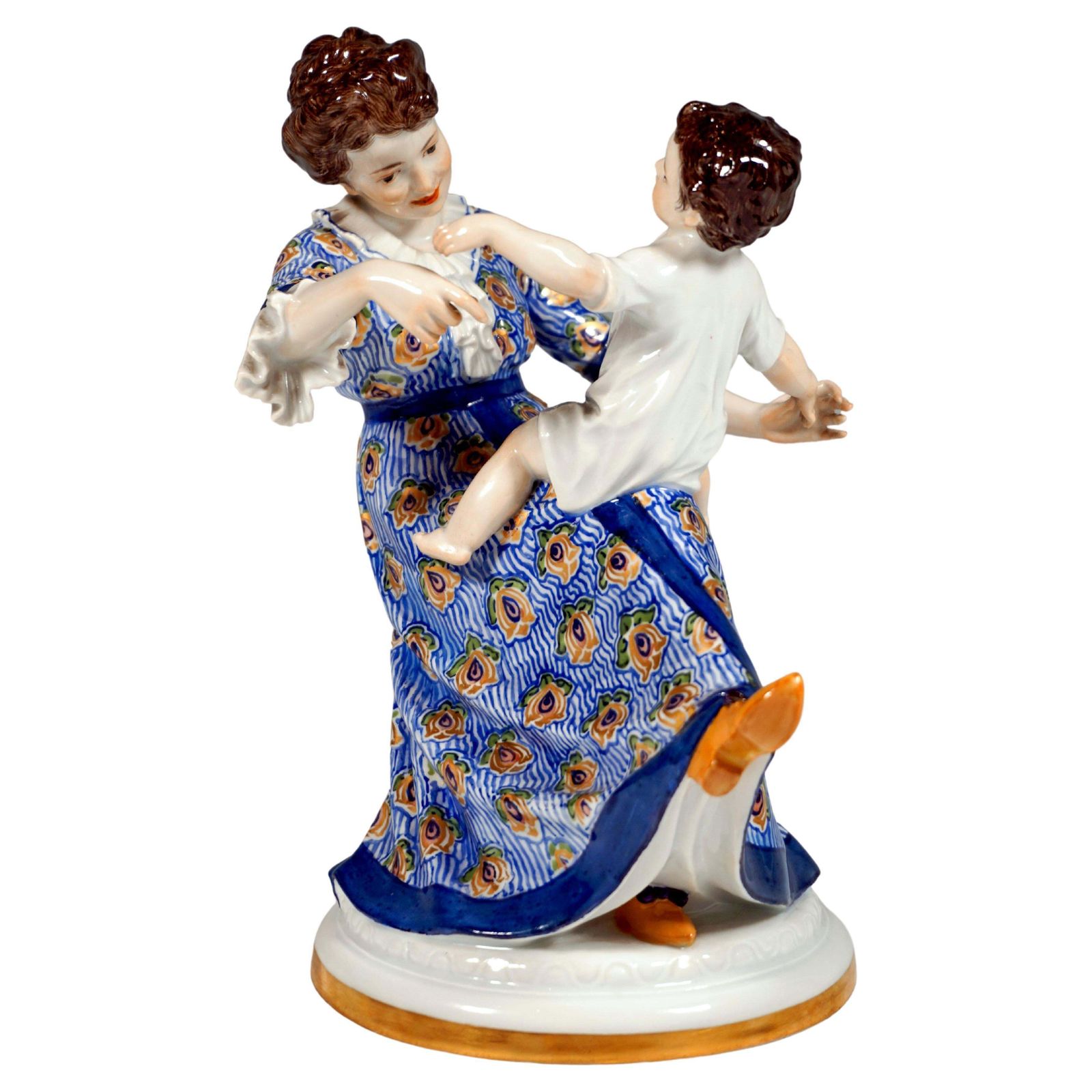Art Nouveau Group 'Mother With Child', By Paul Helmig, Meissen Germany, Ca 1912