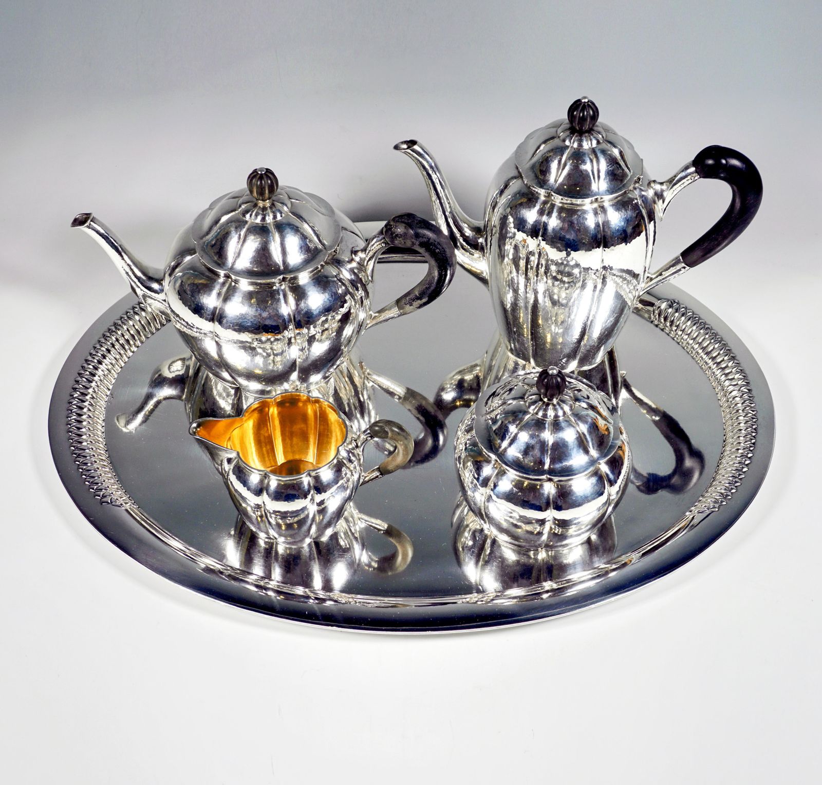 Art Déco Silver 5 Piece Coffee & Tea Set With Tray, Around 1920 photo furniture