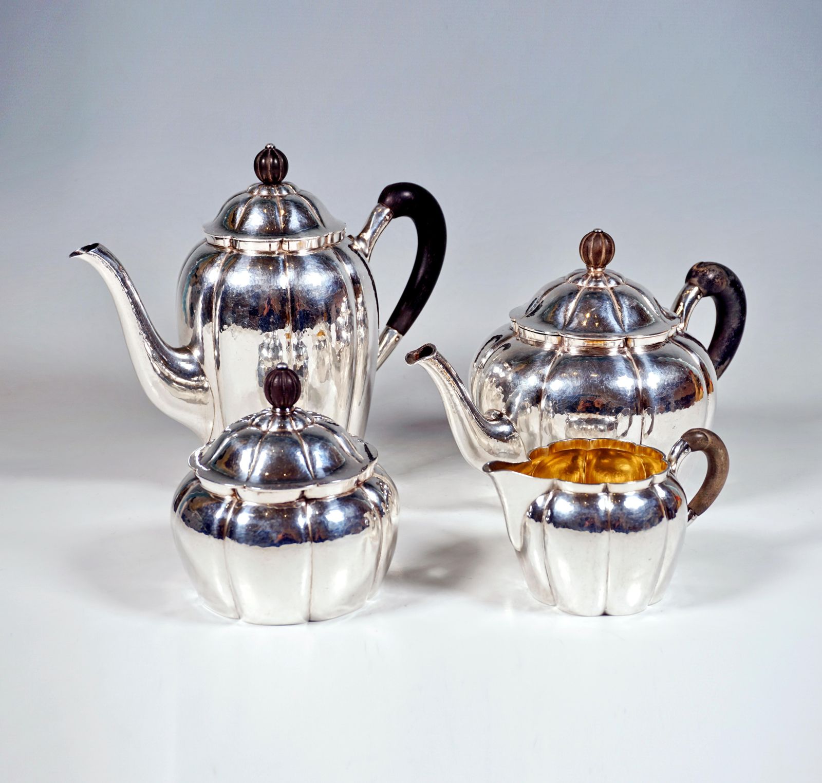 Art Déco Silver 5 Piece Coffee & Tea Set With Tray, Around 1920 photo 7500.0