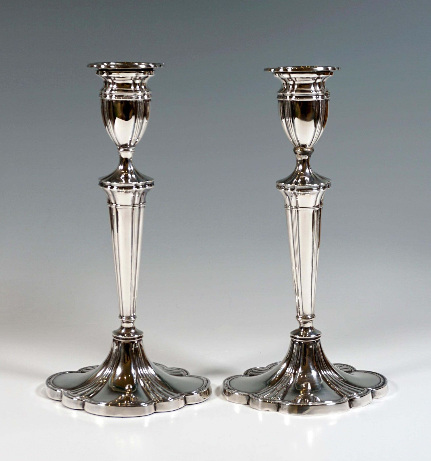 Pair Of Elegant Silver 925 Candle Holders, London, England, 20th Century photo for sale