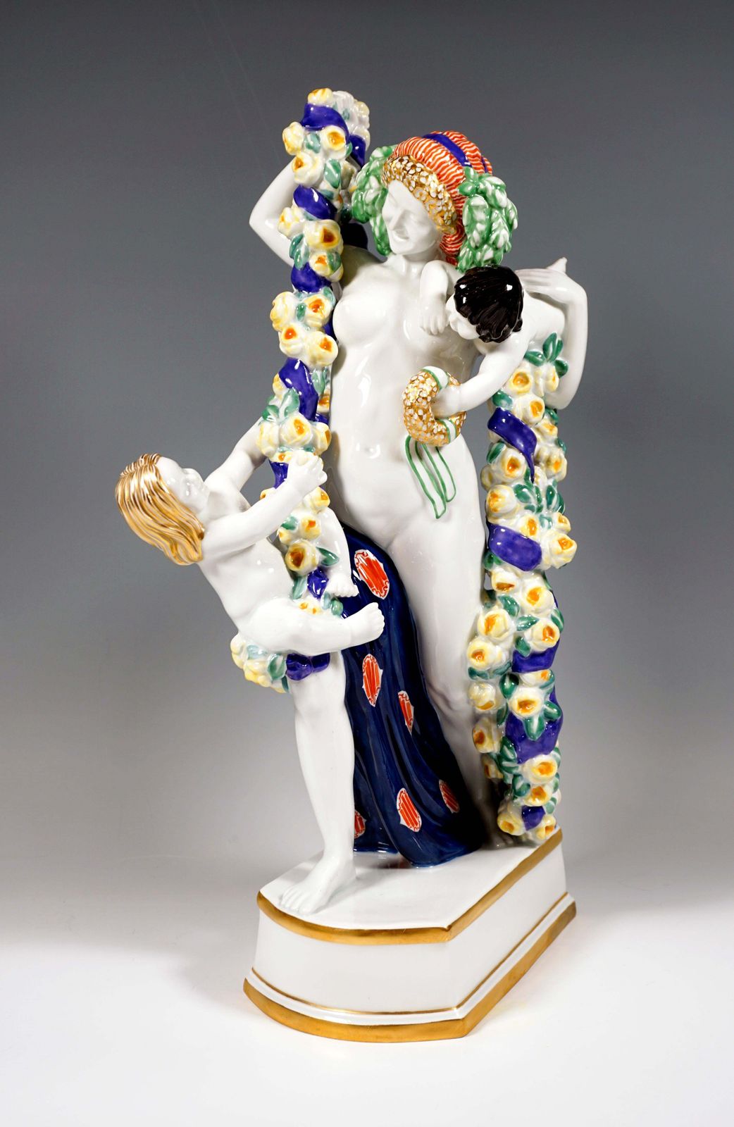Large Meissen Art Nouveau Figure, Flora With Cupids, By Emmerich Oehler, Ca 1913 photo furniture