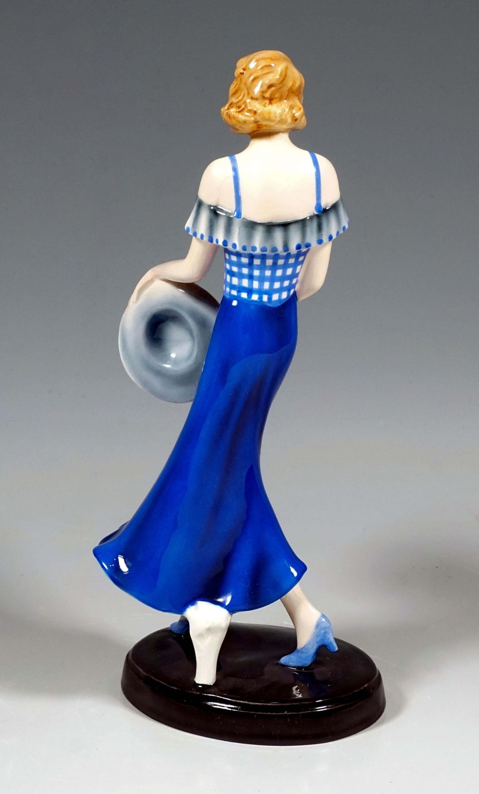 Goldscheider Art Deco Figure Girl With Hat In The Wind, By Stephan Dakon, 1935 photo for sale