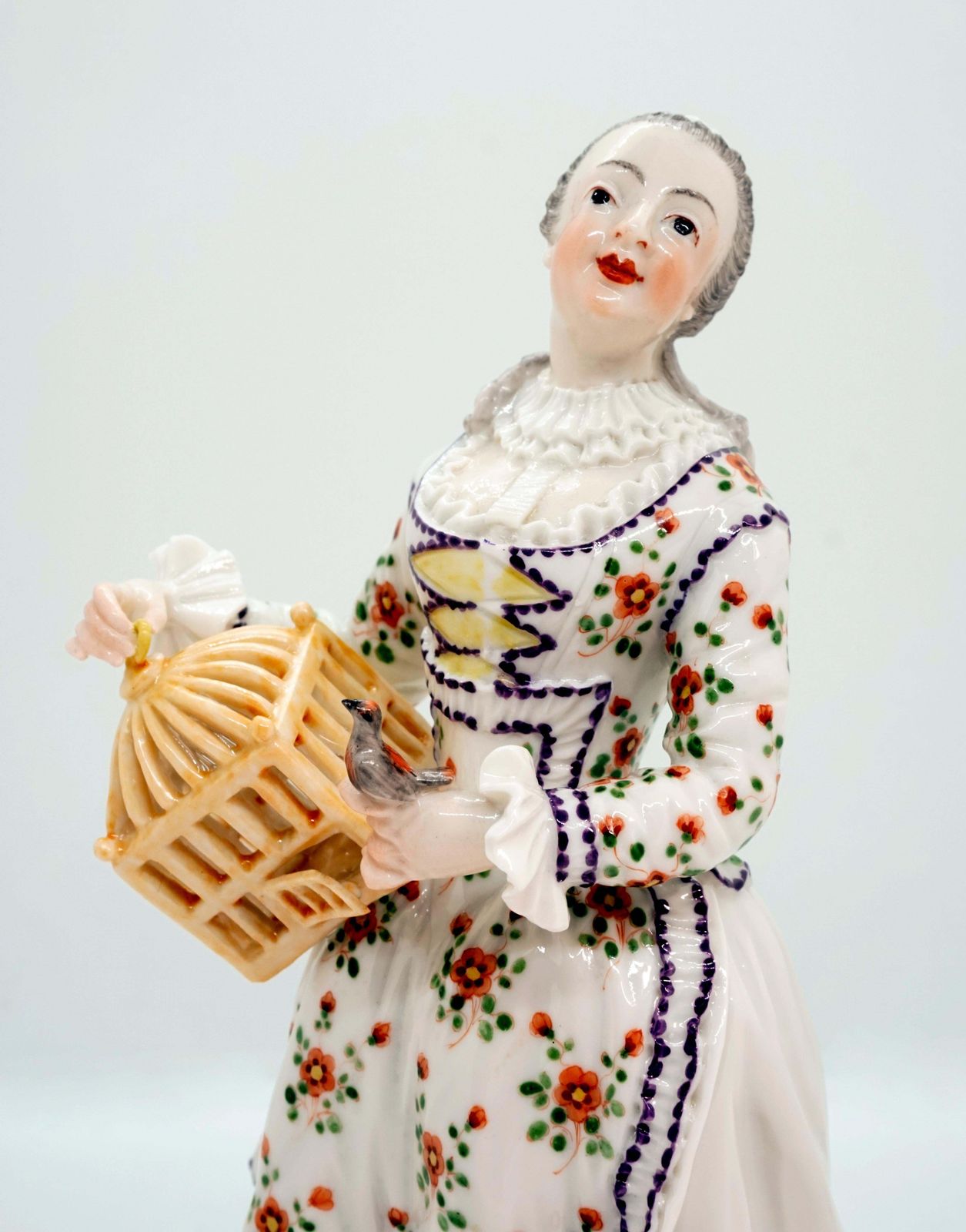 Nymphenburg Frankenthal Figurine 'Lady With Bird Cage' By Johann Friedrich Lück photo 1048.0