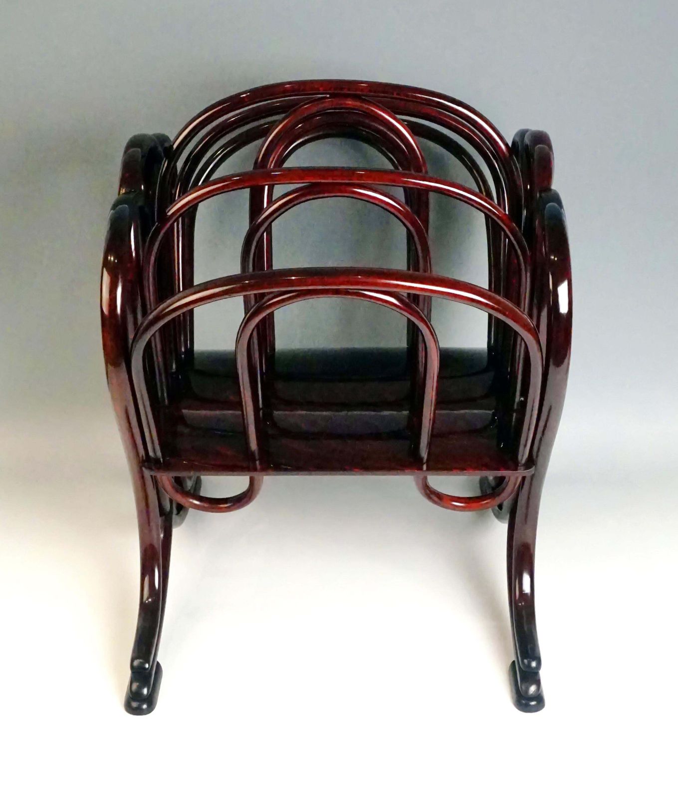 Thonet Magazine Rack Beechwood Mahogany Stained Model 11801, Circa 1904 photo furniture