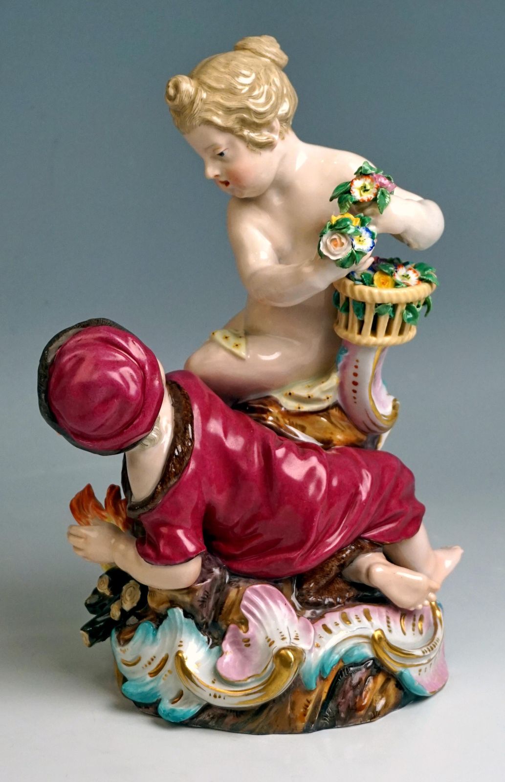 Meissen Two Figurine Groups Four Seasons Allegories By Kaendler, Circa 1850 photo Home Decor