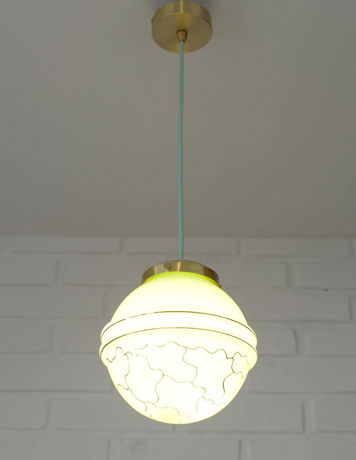 Redesign Pendant Lamp / Ceiling Light / Art Deco / Mint Green Hand Blown Glass / Light Fixture / Hanging Lamp / Antique Lamp / Old Lighting photo furniture