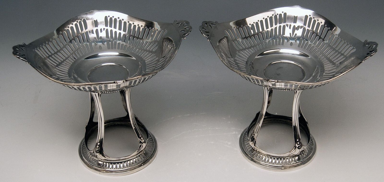 Silver Art Nouveau Pair Of Centrepieces Holders Bruckmann And Sons, Germany 1900 photo furniture