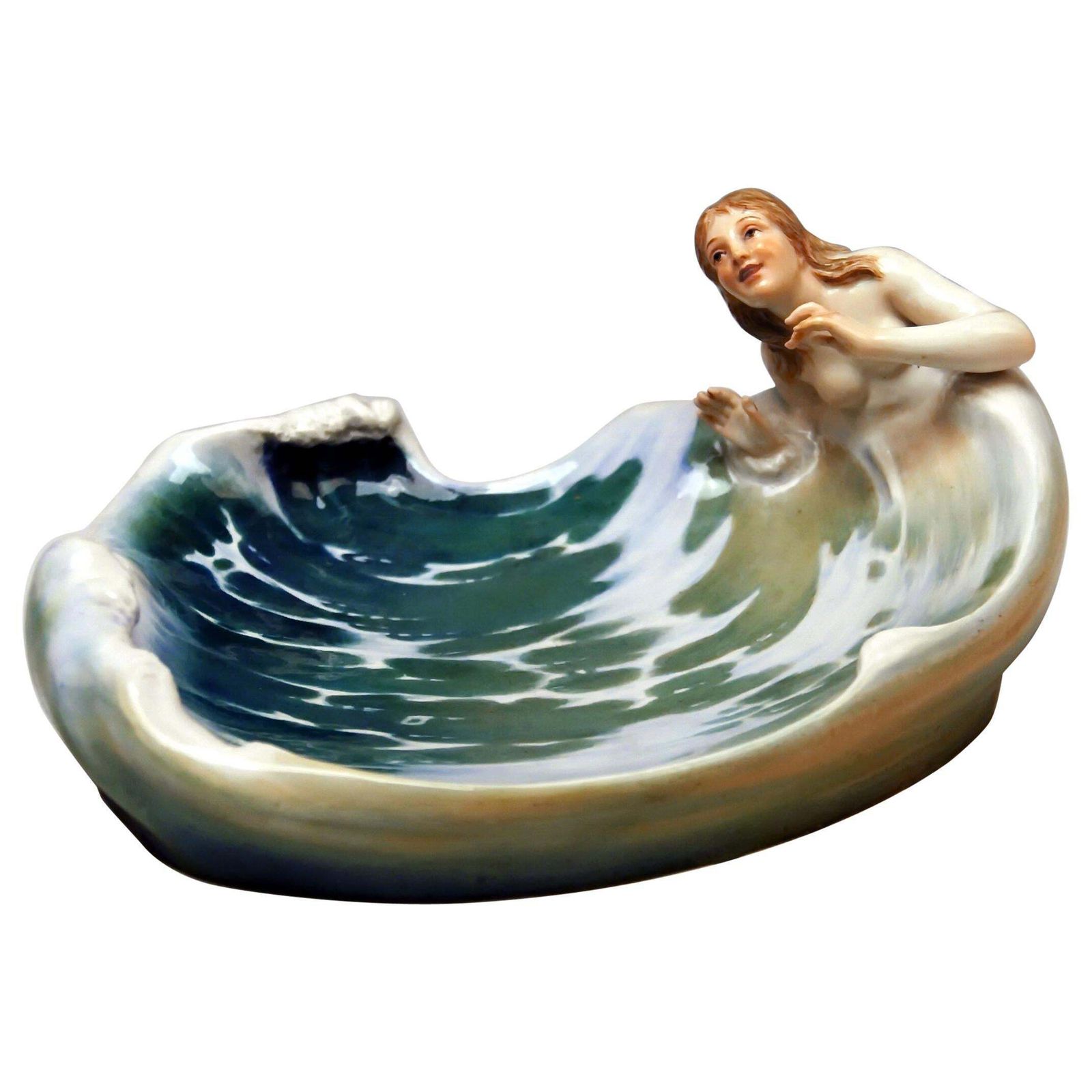 Meissen The Wave Art Nouveau Bowl Figurine Henschtel Konrad Q 169, Circa 1900