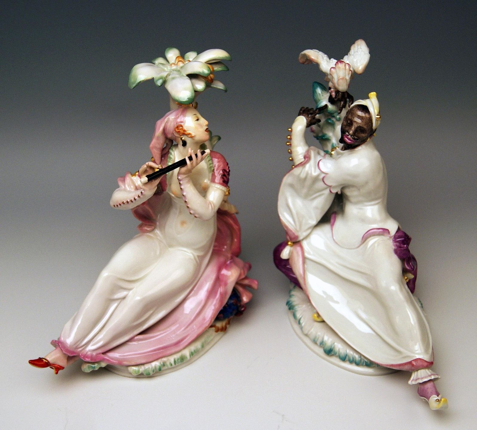 Meissen Pair Of Oriental Figurines A 1146 67073 Scheurich Made 20th Century photo vintage