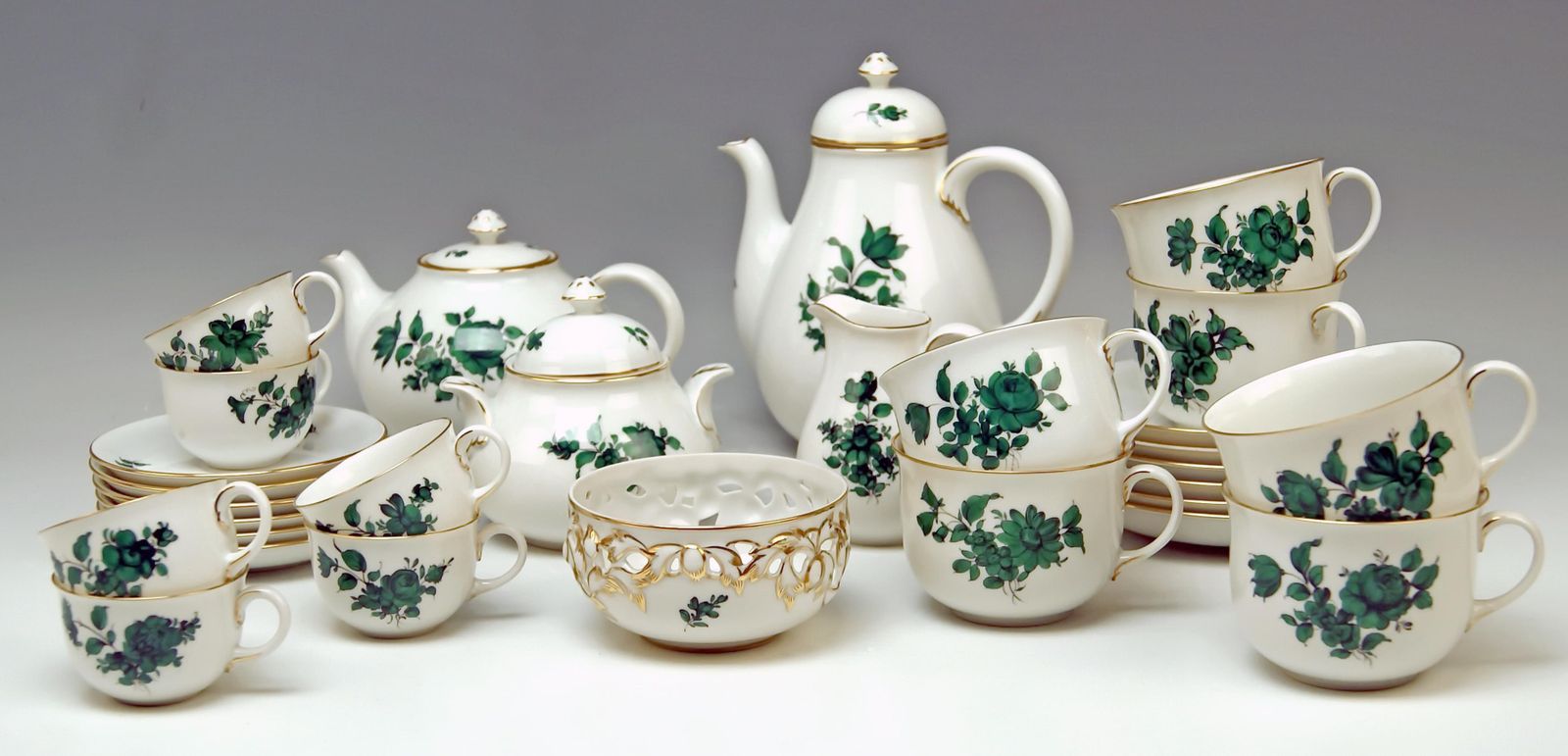 Augarten Vienna Mocha Tea Set Six Persons Maria Theresia Form Schubert photo for sale