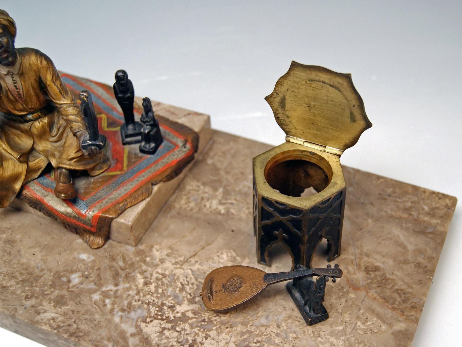 Vienna Bergman Bronze Arab Man On Carpet Selling Egypt Antiquities, Circa 1890 photo Art