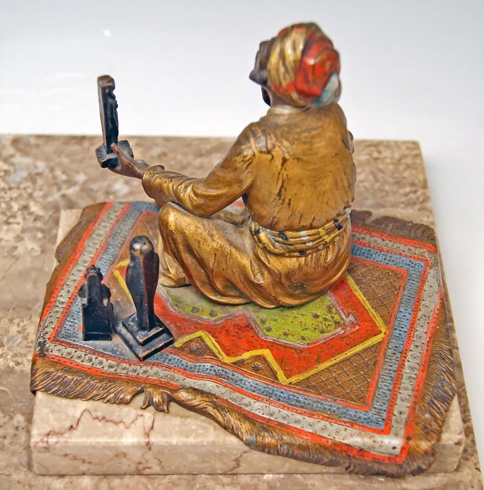 Vienna Bergman Bronze Arab Man On Carpet Selling Egypt Antiquities, Circa 1890 photo vinterior