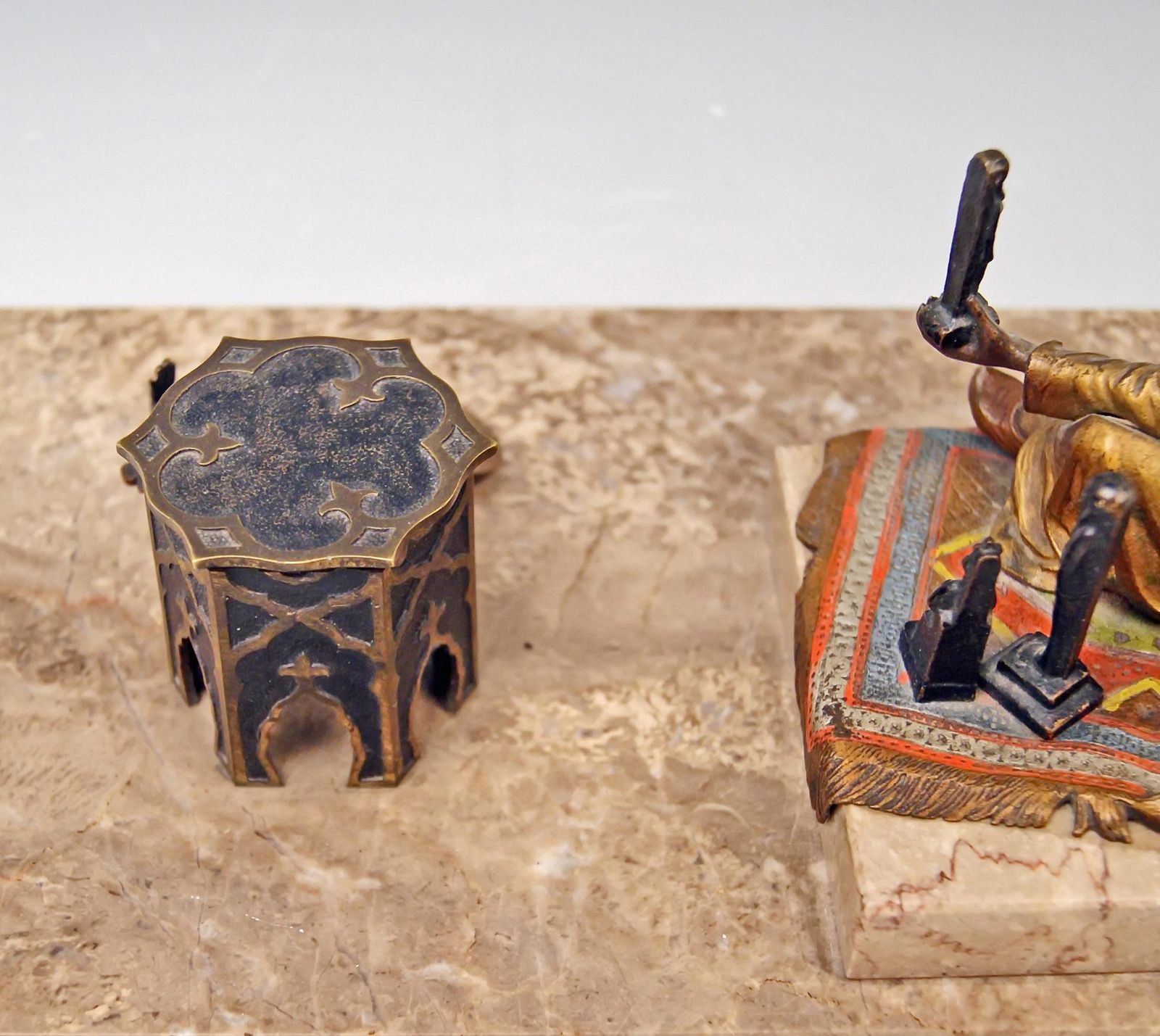 Vienna Bergman Bronze Arab Man On Carpet Selling Egypt Antiquities, Circa 1890 photo buy