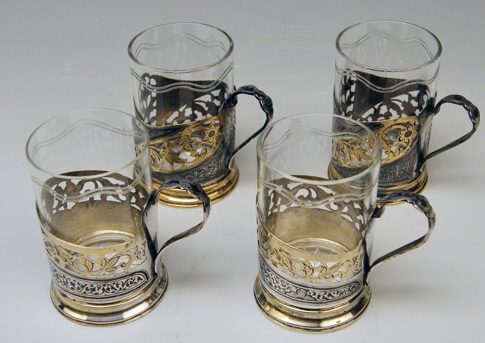 Silver 875 Set Of Four Tea Glasses Russia Moscow Made Circa 1958 1965 photo furniture
