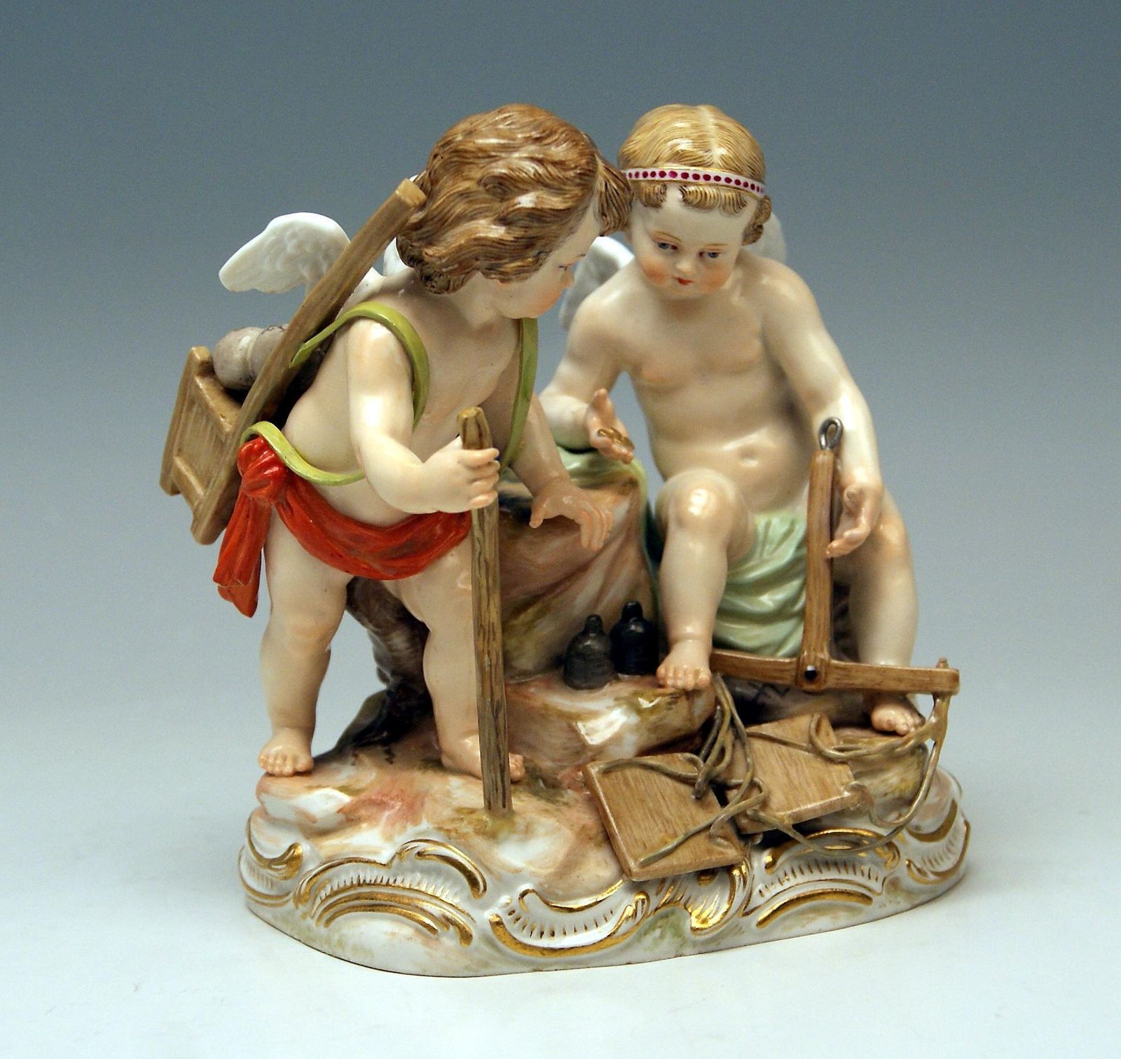 Meissen Figurines Cherubs Allegory Of Trading Model C42 By Schoenheit photo for sale