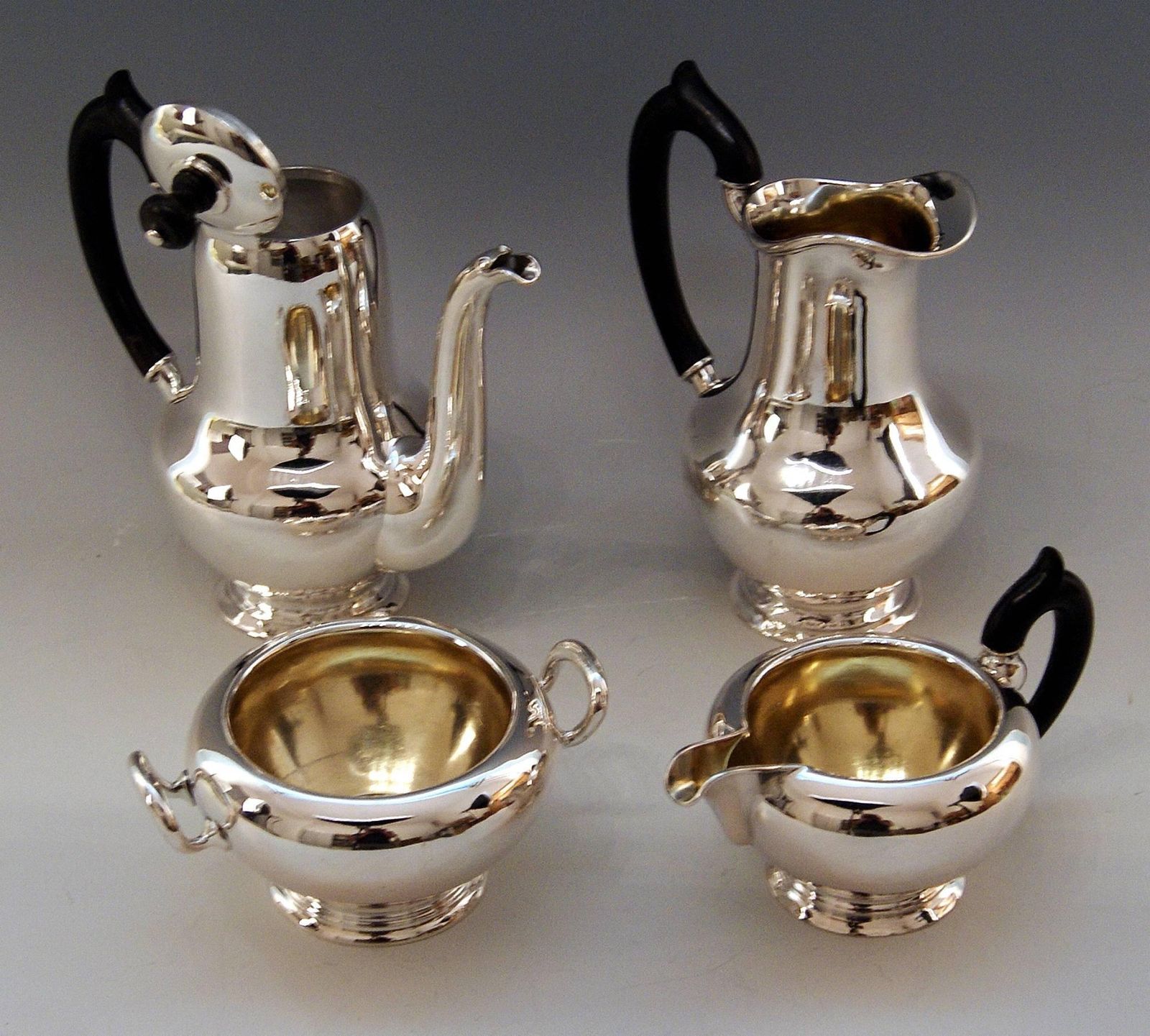 Silver Austria Vienna Coffee Pot Milk Pot Sugar Bowl Creamer Klinkosch 1922 1925 photo for sale