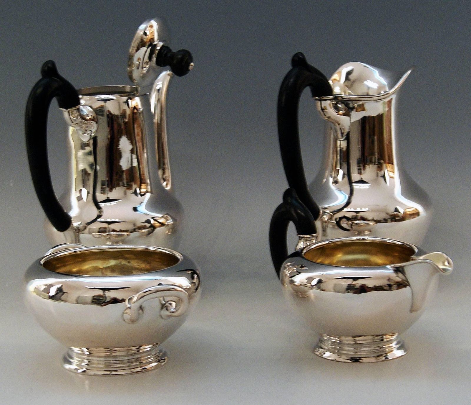 Silver Austria Vienna Coffee Pot Milk Pot Sugar Bowl Creamer Klinkosch 1922 1925 photo 3400.0