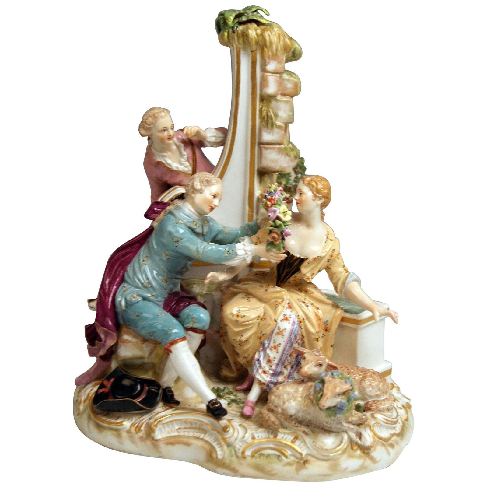 Meissen Shepherds Figurines Model 2870 Johann Joachim Kaendler, Circa 1850