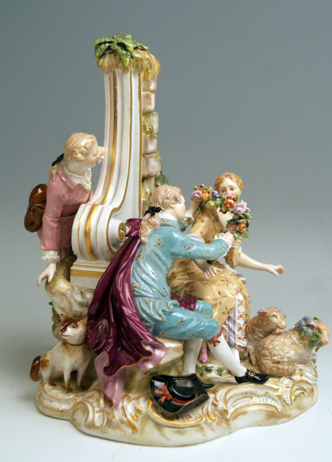 Meissen Shepherds Figurines Model 2870 Johann Joachim Kaendler, Circa 1850 photo furniture