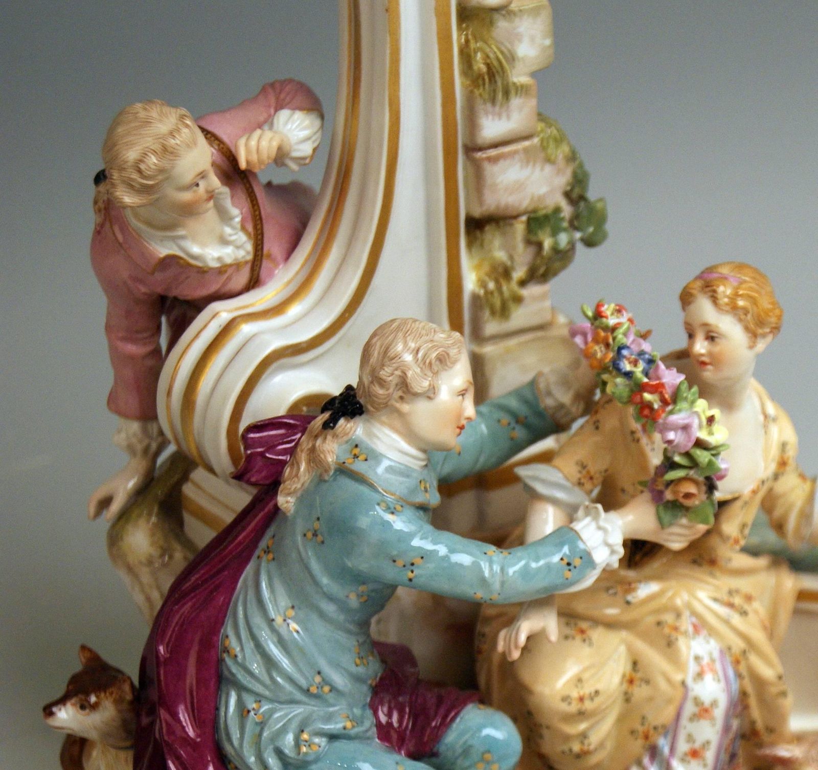 Meissen Shepherds Figurines Model 2870 Johann Joachim Kaendler, Circa 1850 photo vintage