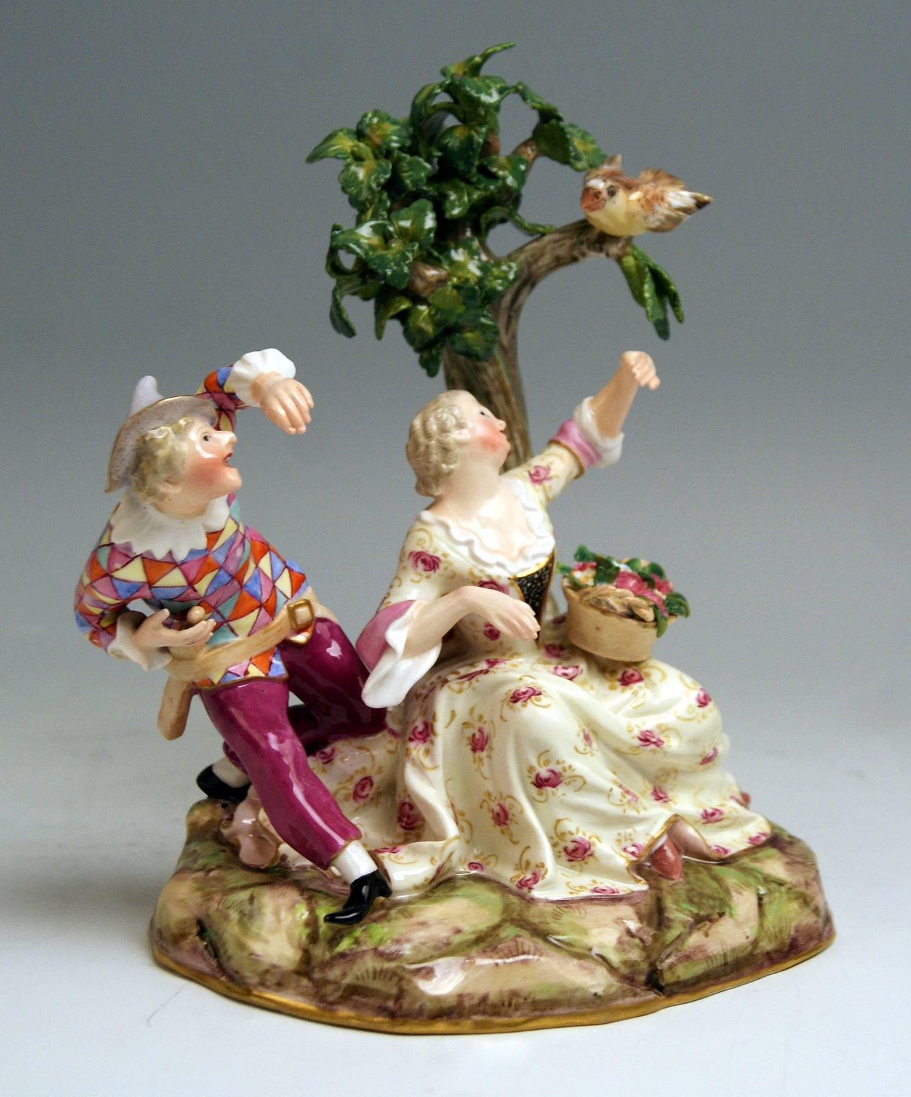 Meissen Harlequin And Girl Figurines Model 782 Kaendler Made Circa 1840 photo for sale