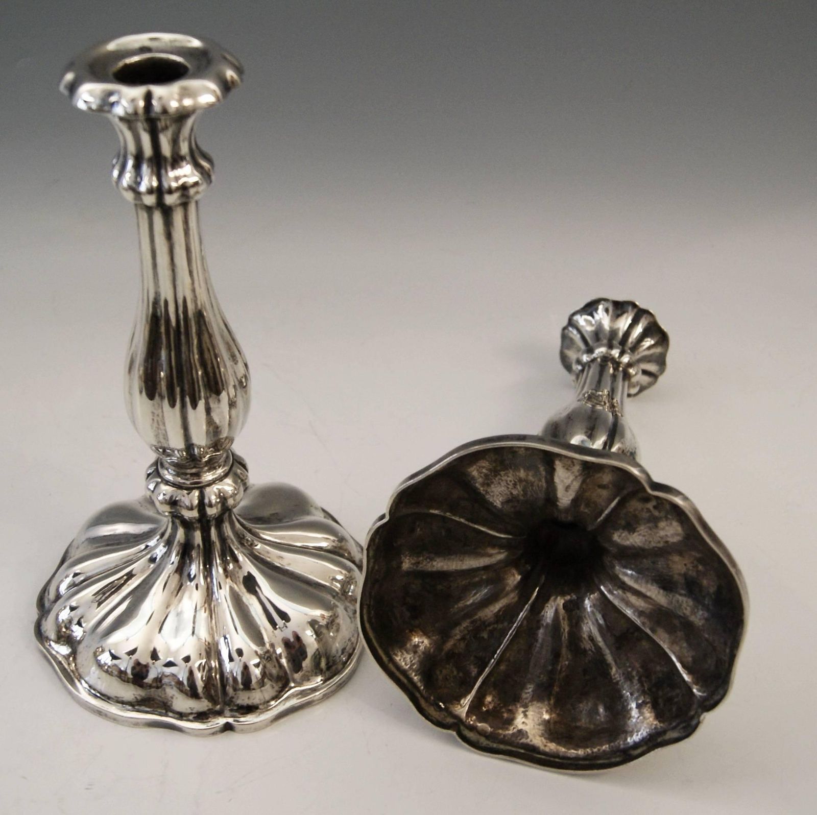 Silver 13 Lot Austrian Pair Of Candlesticks Vienna By Master J.Wiederspoeck 1855 photo 1483.0