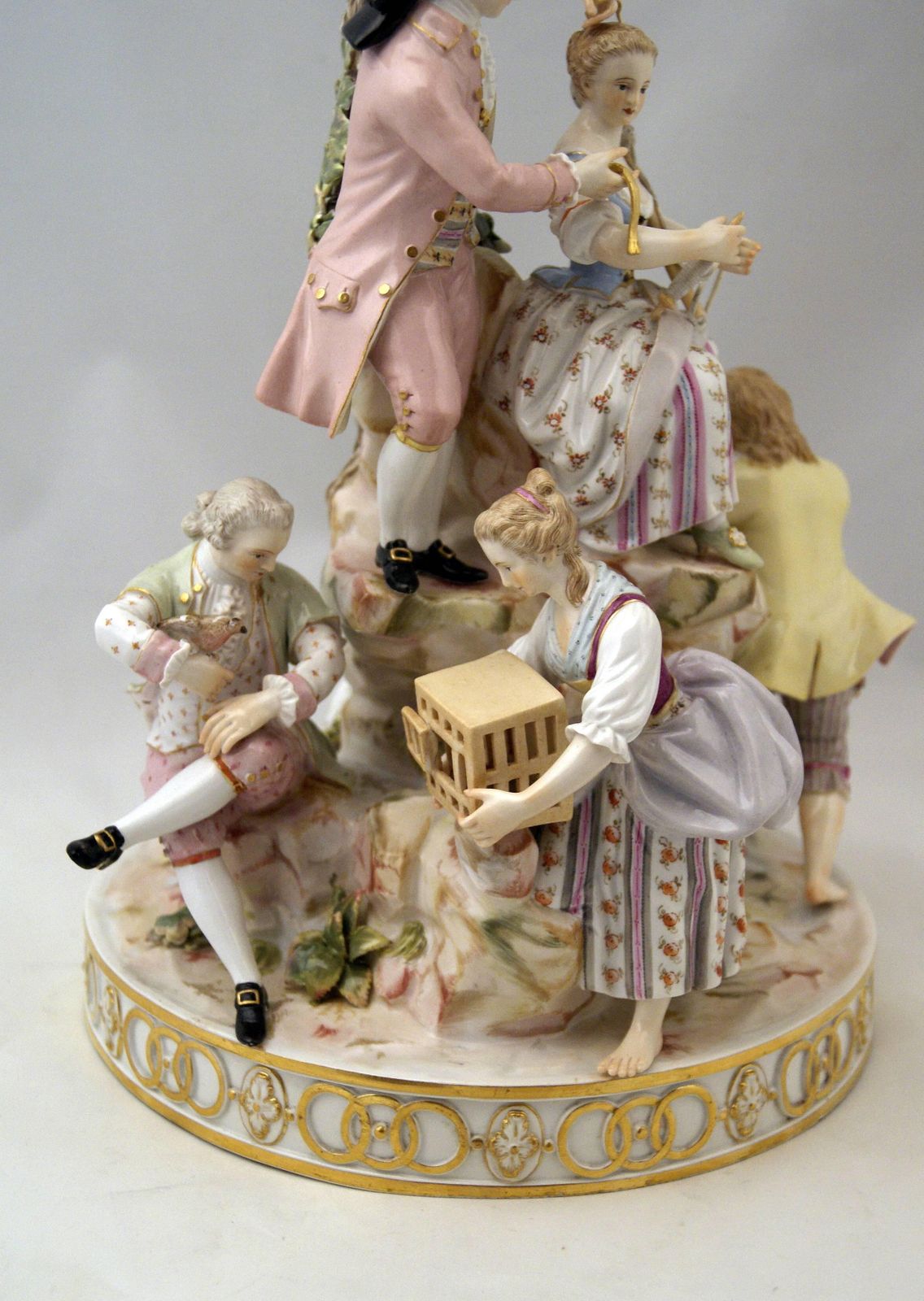 Meissen Gorgeous Figurines Group Six Gardeners, Tall Tree By Acier, Circa 1870 photo buy