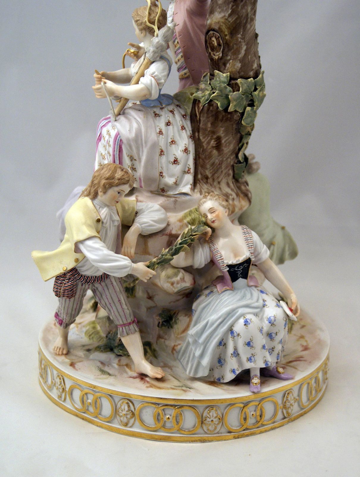 Meissen Gorgeous Figurines Group Six Gardeners, Tall Tree By Acier, Circa 1870 photo vintage
