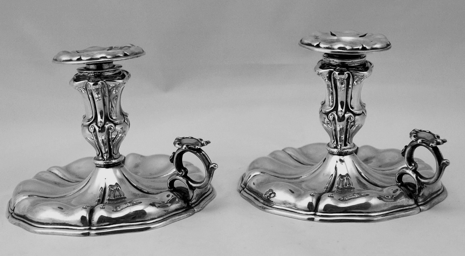 Silver Italian Pair Of Candlesticks, Made Circa 1875 1880 photo furniture