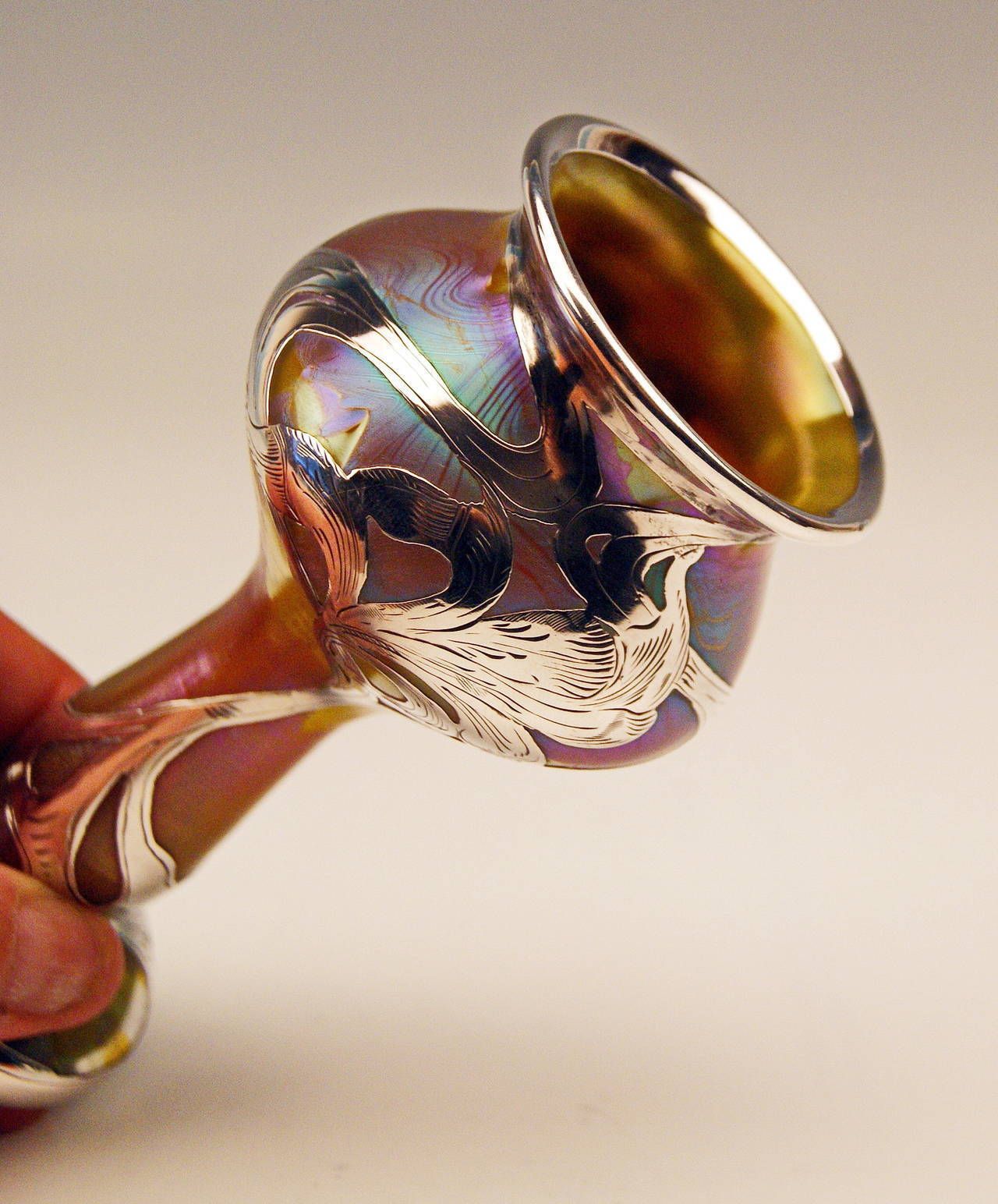 Vase Loetz Widow Art Nouveau Phaenomen Gre Silver Overlay, Circa 1900 photo Home Decor