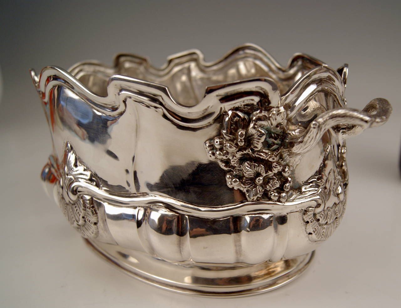 Silver Swiss Wine Cooler Bottle Holder Made In Geneva, Switzerland, Circa 1900 photo furniture