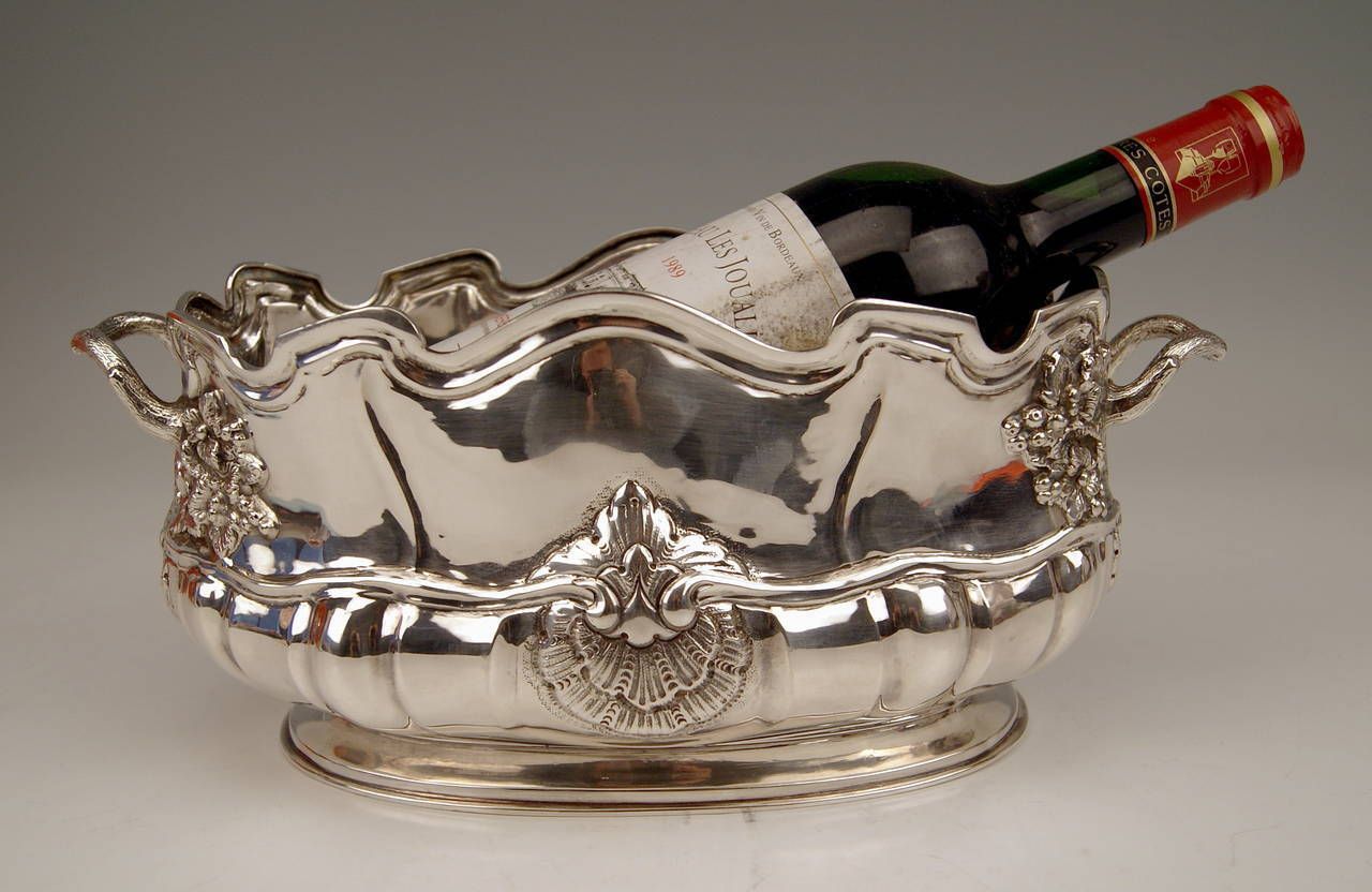 Silver Swiss Wine Cooler Bottle Holder Made In Geneva, Switzerland, Circa 1900 photo Home Decor