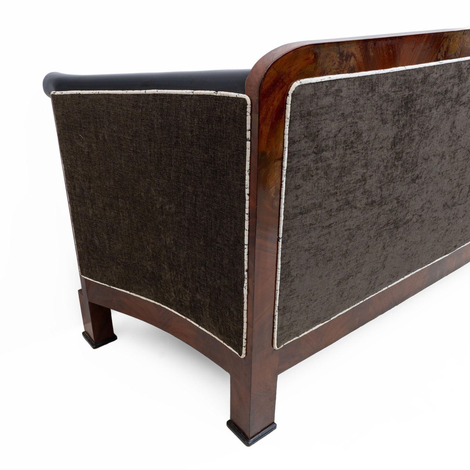 photo furniture 19th Century Biedermeier Mahogany Feather Two Armchairs And Sofa Vienna 1840