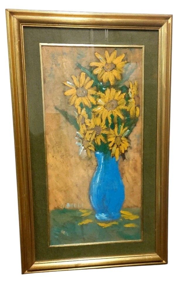 Oil On Faesite, Flower Vase Gerolamo Stamps (Pisa 1933 2009)