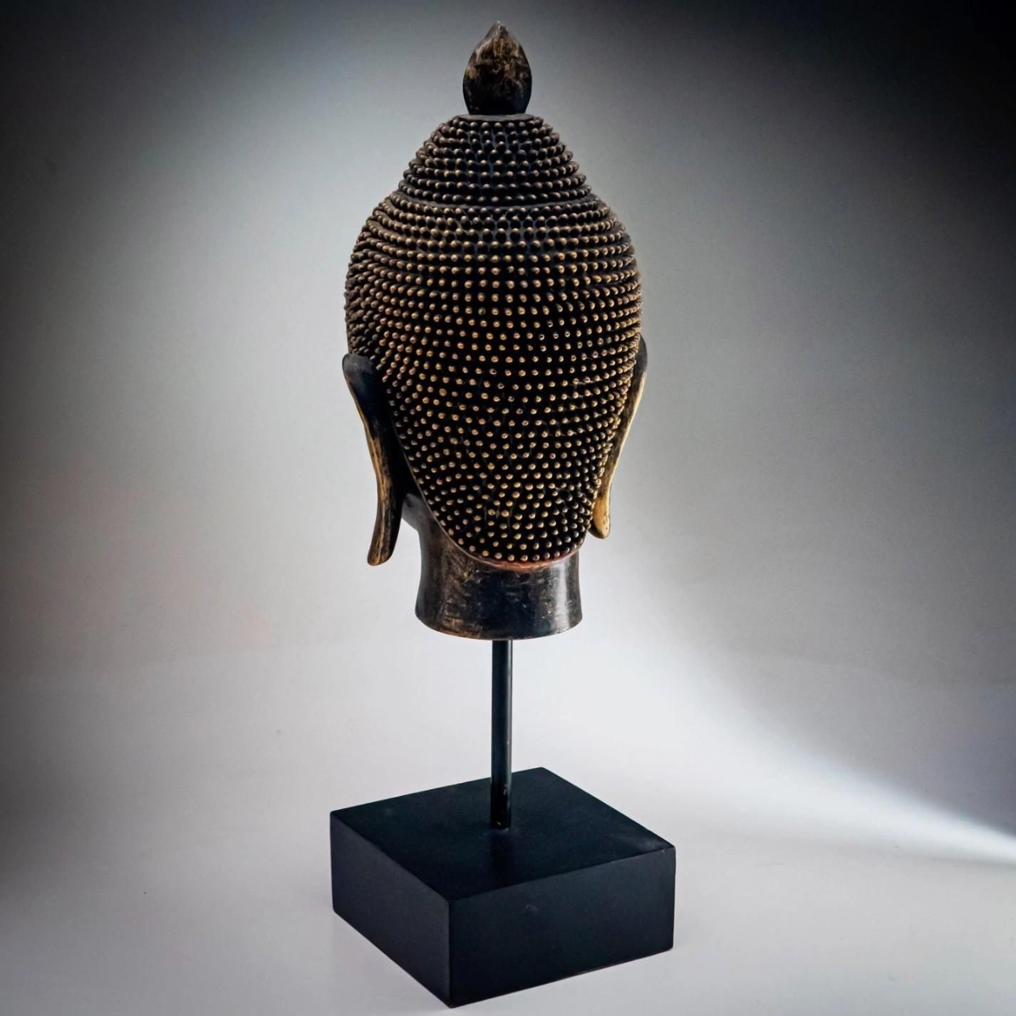 Decorative Buddha Head Stand Antique Resin Buddha Head On Stand 1960 photo buy