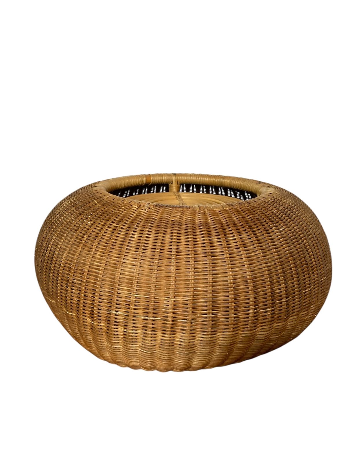 Mid Century Rustic Wicker Or Rattan Plant Stand photo for sale