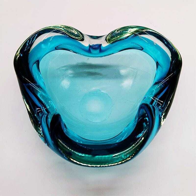 1960s Ligh Blue Ashtray Or Catch All In Murano Glass By Flavio Poli For Seguso. Made In Italy. photo Home Decor
