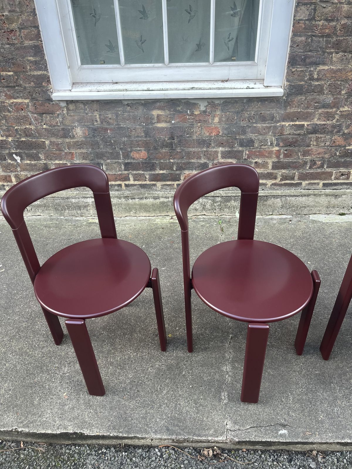 Vintage Set Of Four Brown Red Bruno Rey Chairs, Kusch & Co, Germany 1970s Newly Powder Coated Ral3007 photo Furniture